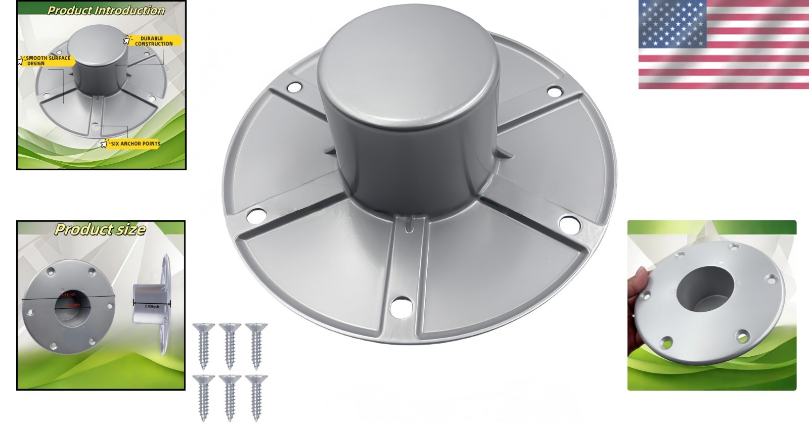 Durable RV Boat Table Base Mount - 5.91” Chrome Flange with Easy Installation