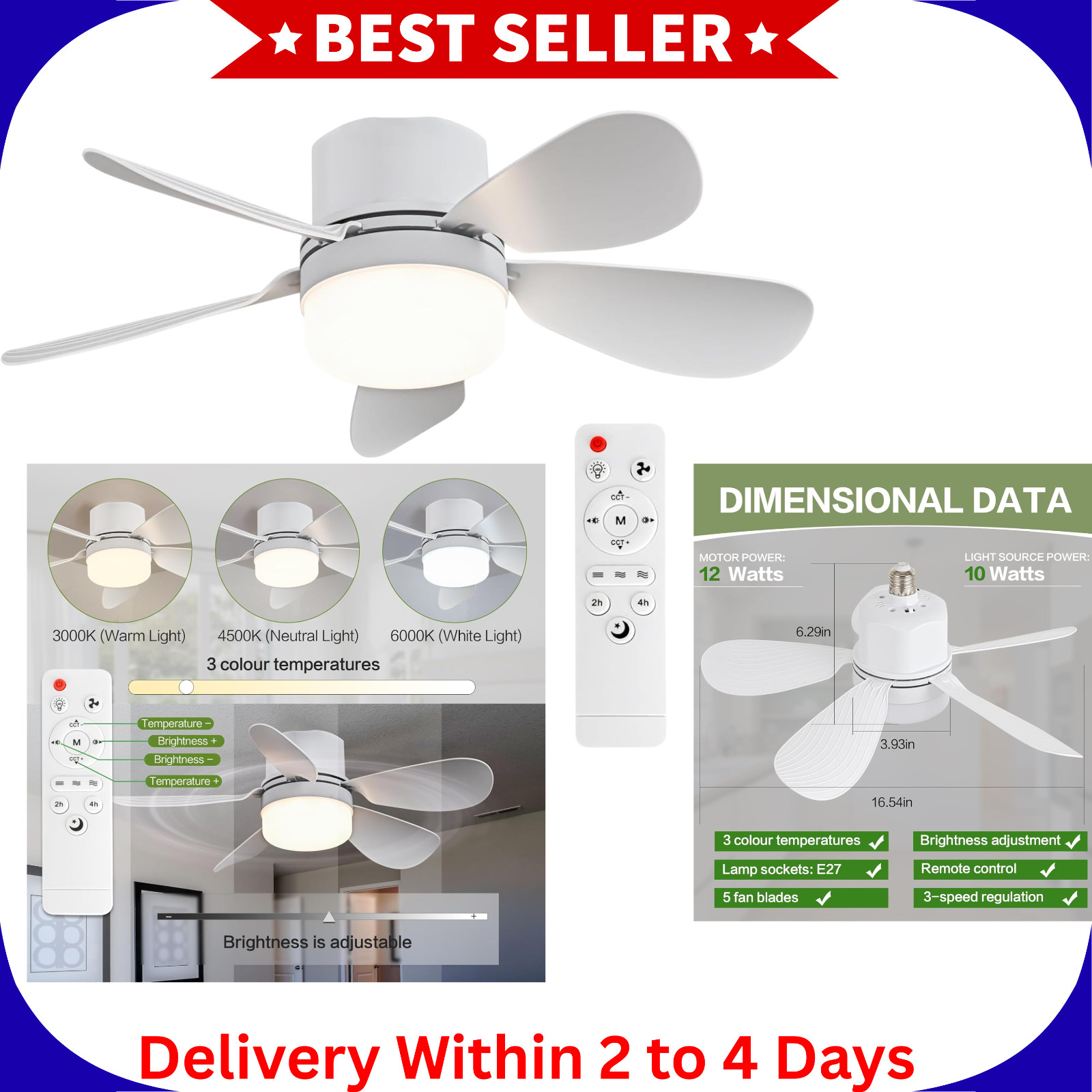 Socket Breeze Socket Fan Light with Remote Control, Portable Small Ceiling Fans
