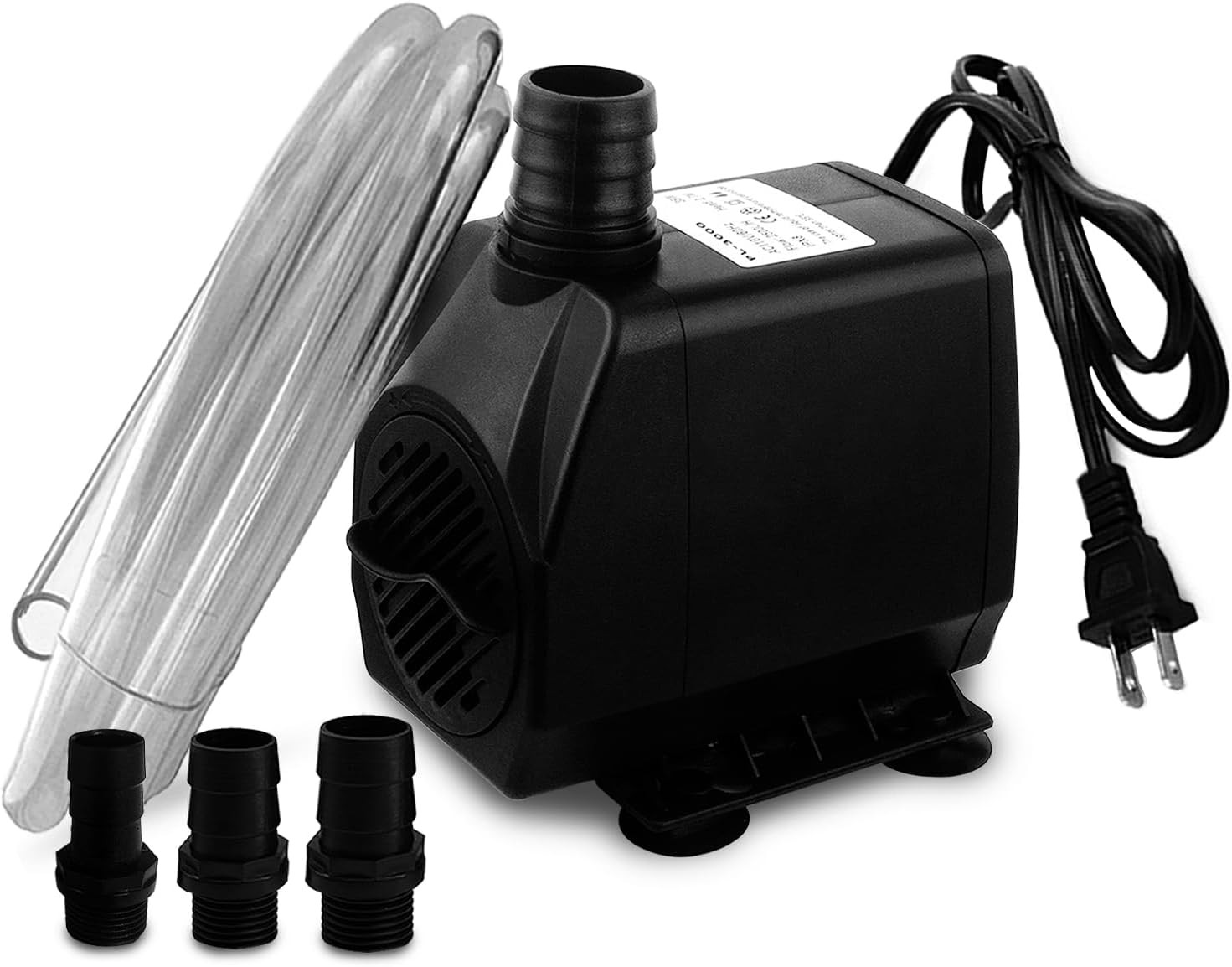 PULACO 800 GPH Submersible Pump 45 W 10 ft Lift with 6.5 ft Tubing & 4 Nozzles