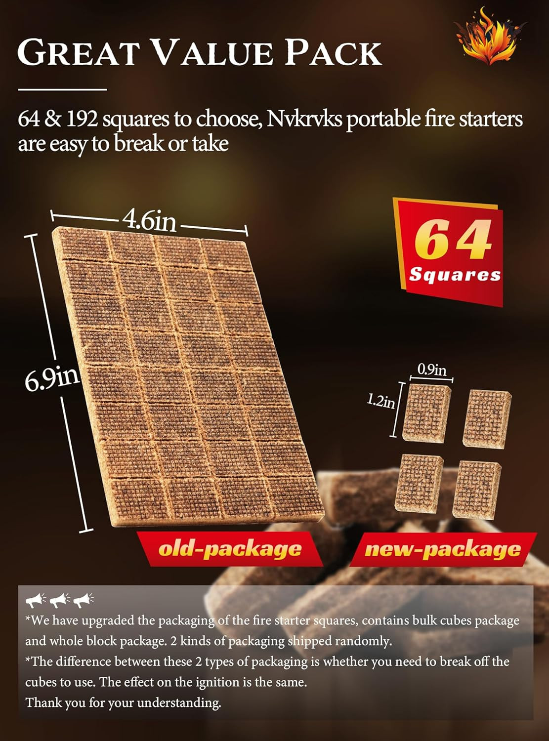 Fire Starter, Easy-Burning Fire Starter Squares for Wood Stoves, Campfires, G...