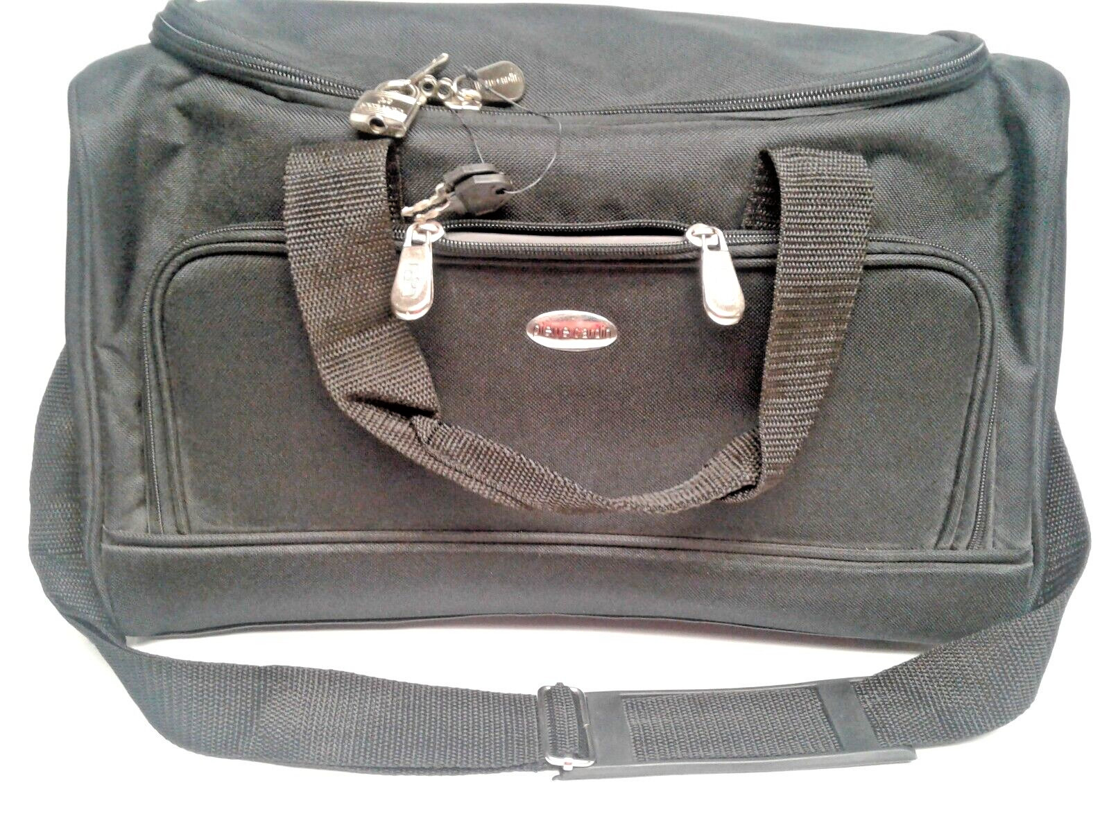 Pierre Cardin Satchel Boarding Tote Bag Clip On Shoulder Strap Black 16"