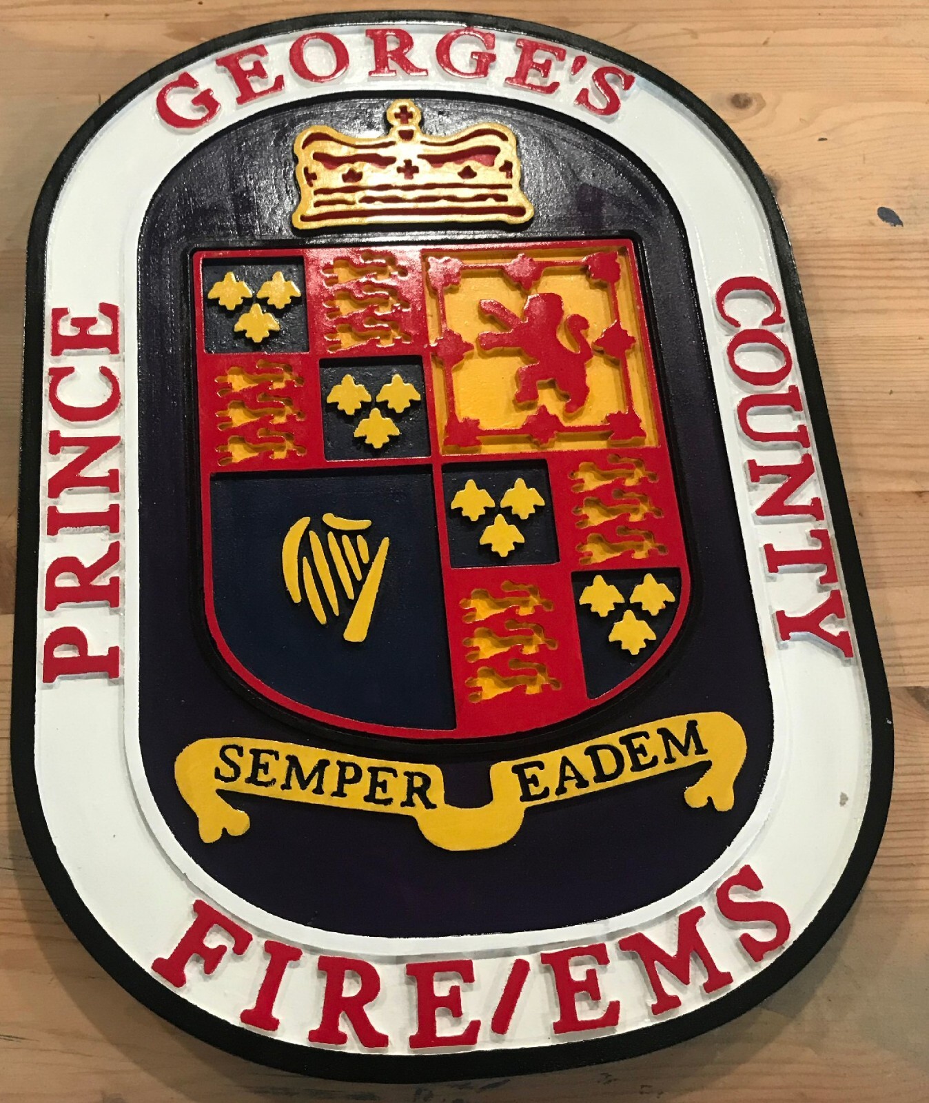 Fire Department Prince Georges 3D routed wood patch Plaque sign Custom