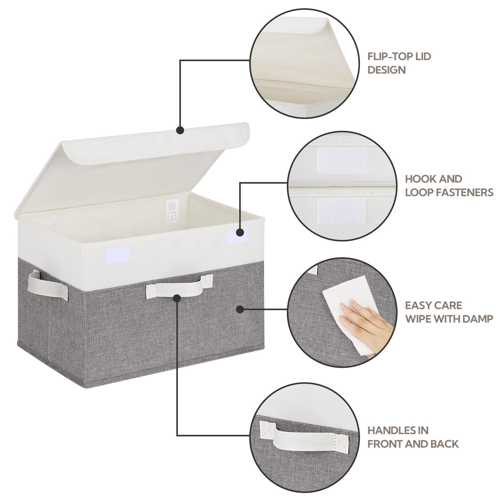 Fabric Storage Boxes, Memory Keepsake Box, Large Storage Bins with Lids, 2-Pack