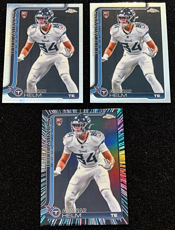 Gunnar Helm (3) 2025 Topps Chrome Neon Pulse Refractor & Prism SP & Base #305