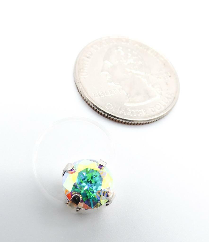 GLITZY Iridescent Aurora Borealis Fire Crystal Invisible Stretch PETITE Toe Ring
