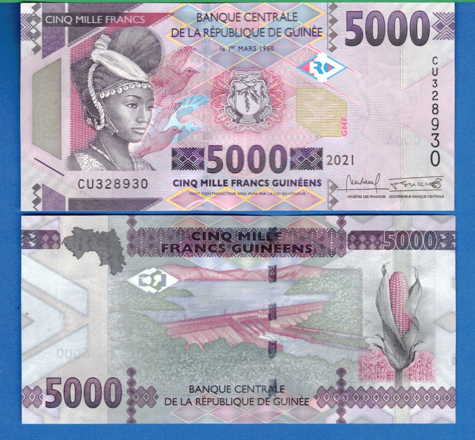 Guinea P-49 5000 Francs Year 2021 Uncirculated Banknote