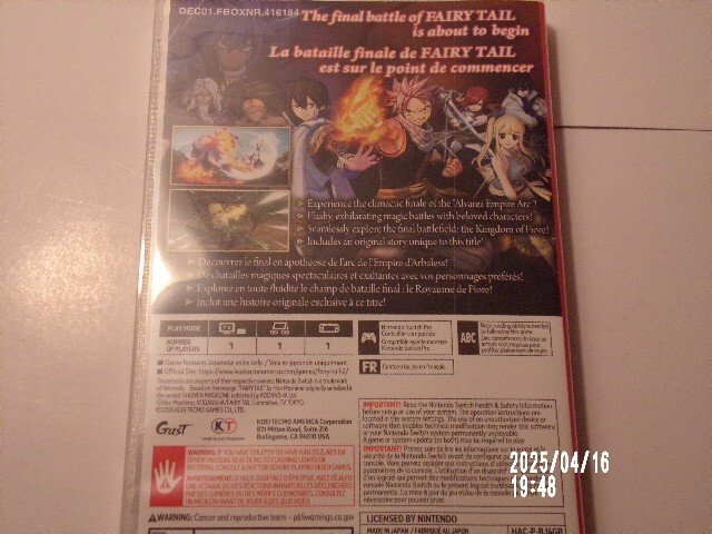 Fairy Tail 2 - Nintendo Switch / Case ONLY / No Game / Authentic USA / Fast Ship