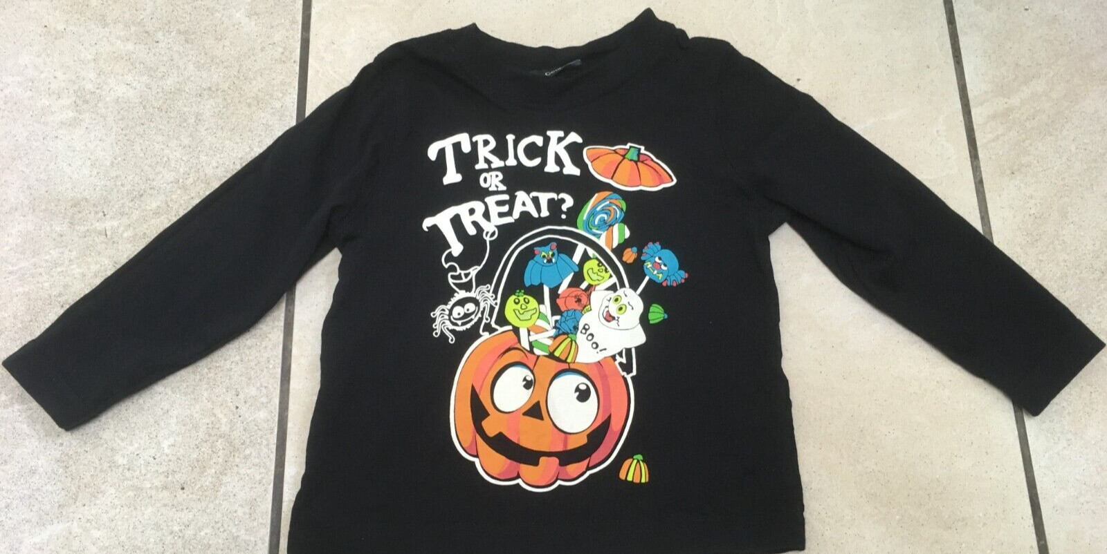 Trick or Treat T-Shirt Baby Toddler Long Sleeve Halloween Cotton 12-18 Months