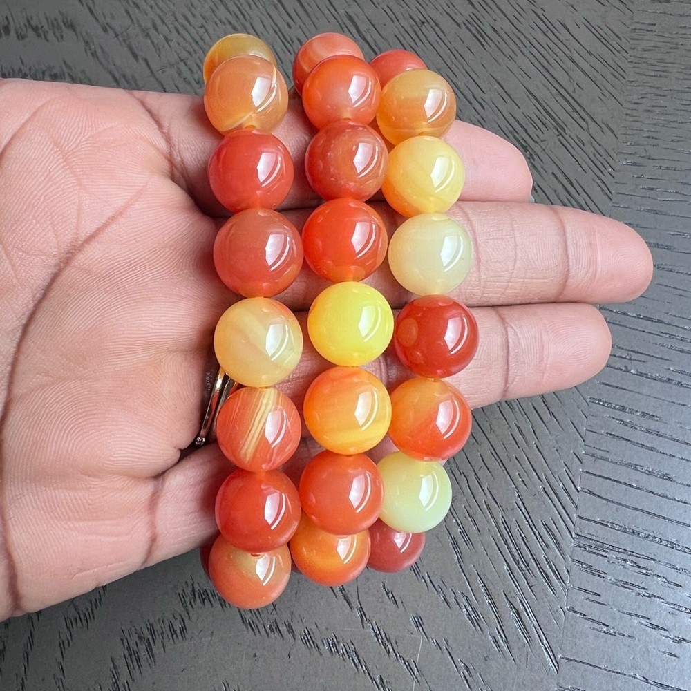 Orange agate bracelet 12mm 6.5’ (one)
