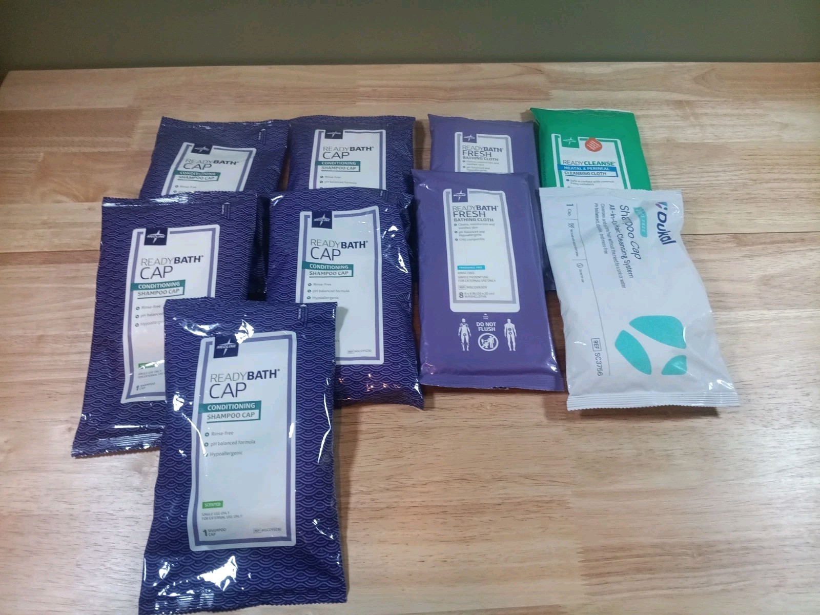 Medline Ready Bath Cap & Bathing Cleansing Cloths Conditioning Shampoo New