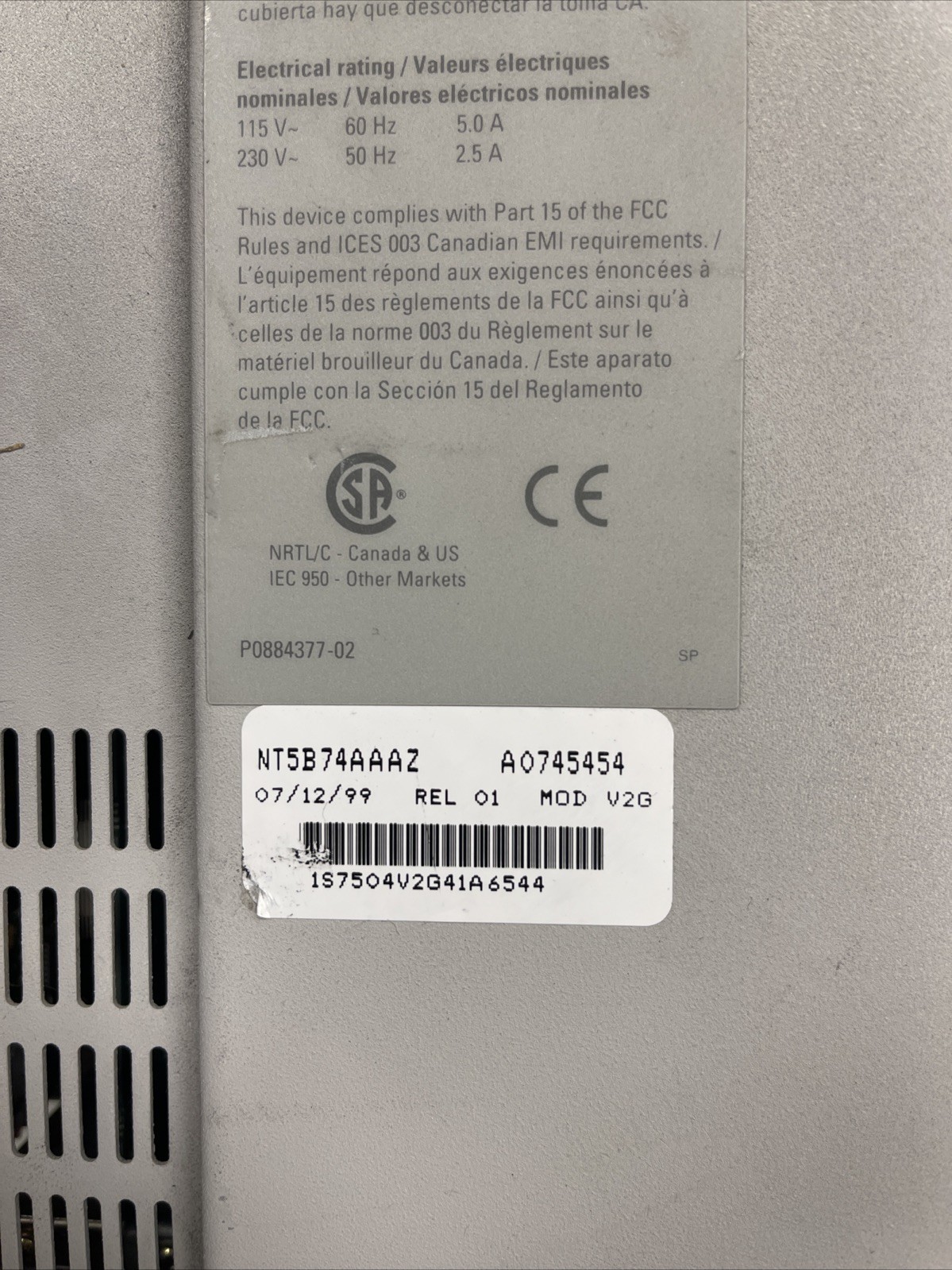 NT5B74AAAZ Telecom Modulator Telephone System Network w/ 3.5" Disk Drive AS IS