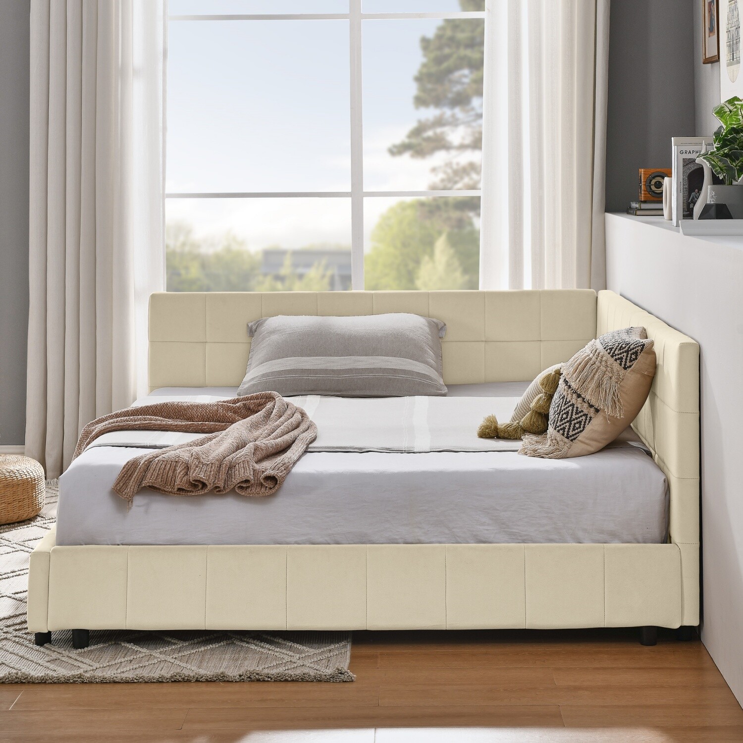 Full Size Daybed Upholstered Bed Frame Sofa Bed for Bedroom Multiple Colors