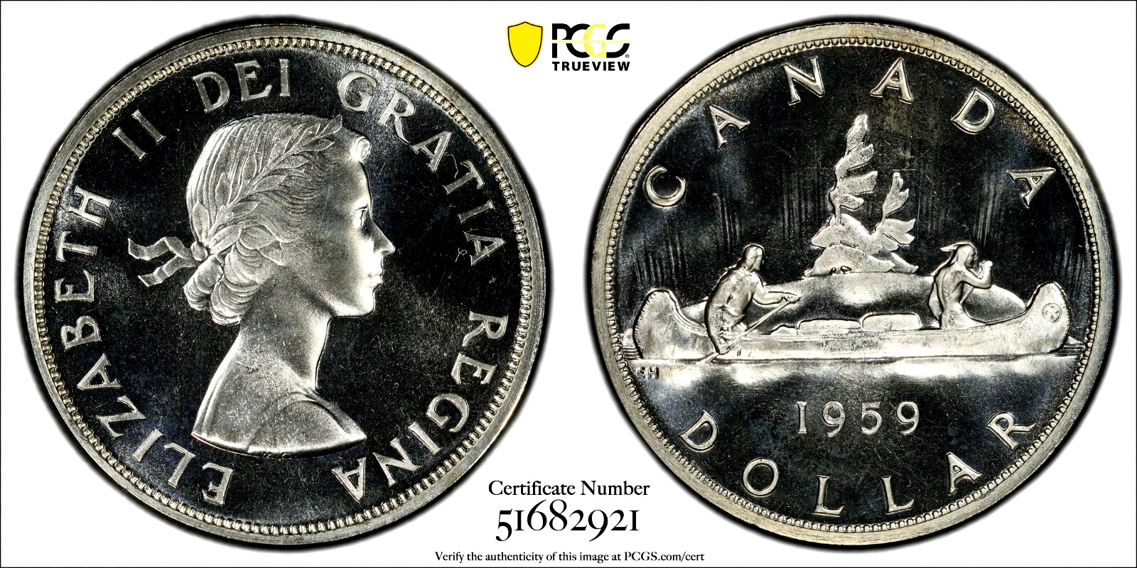 1959 Canada  Gem PL Silver Dollar   PCGS PL 66