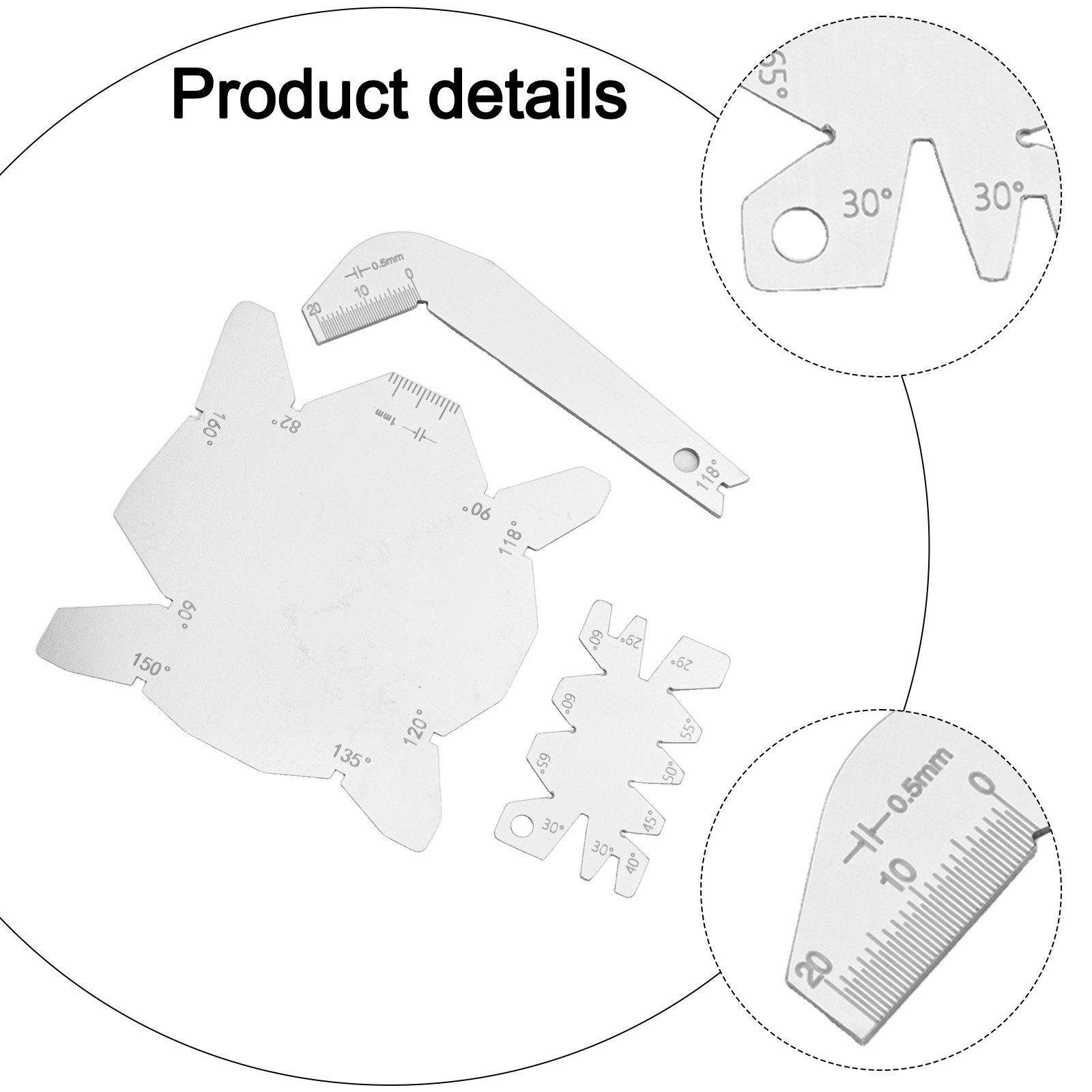 Efficient Angle Gauging Tool Set of 3 for Drilling and Sharpening Applications