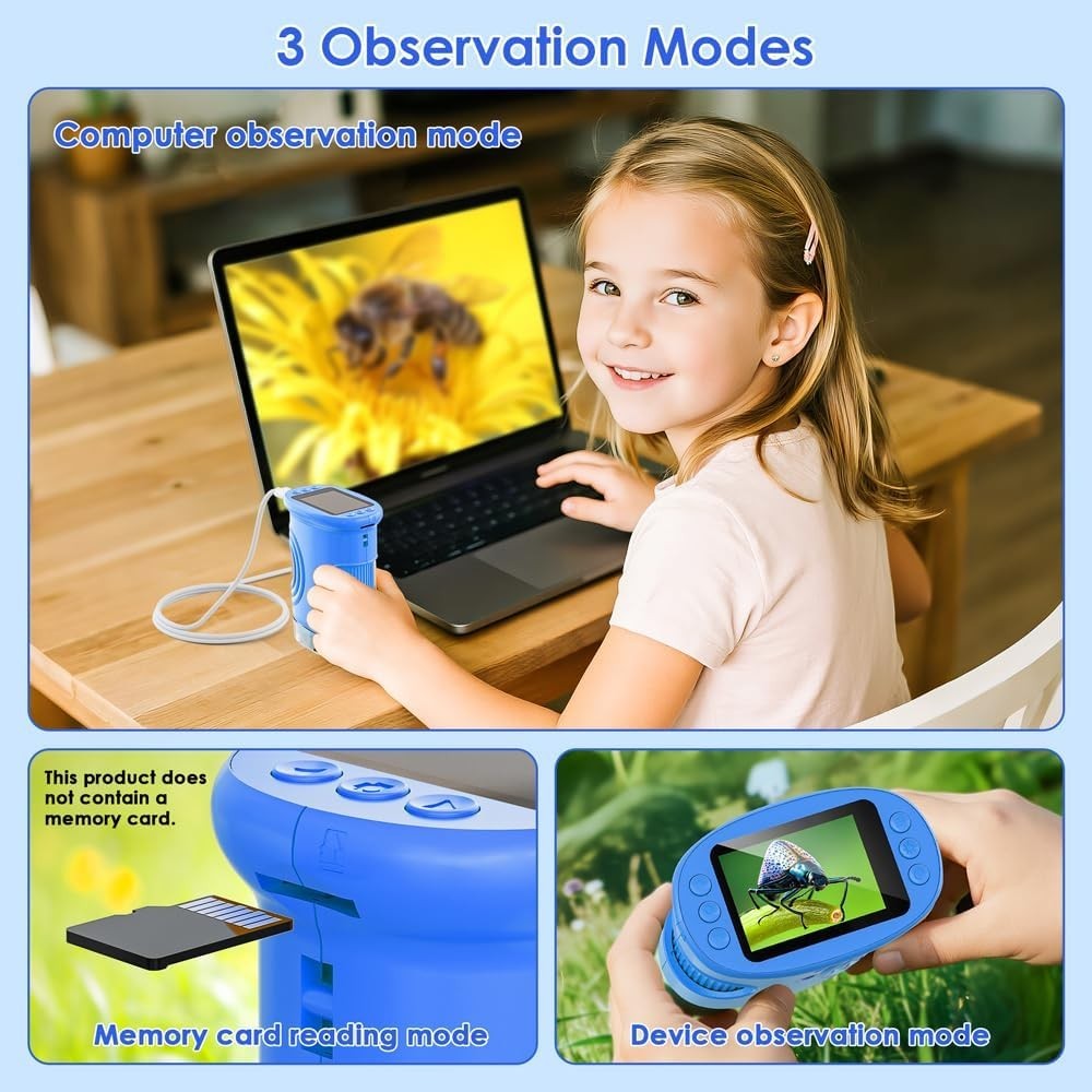 Kids Microscope 2.0" Screen 1000X Digital Microscope for Kids, Mini Pocket Ha...