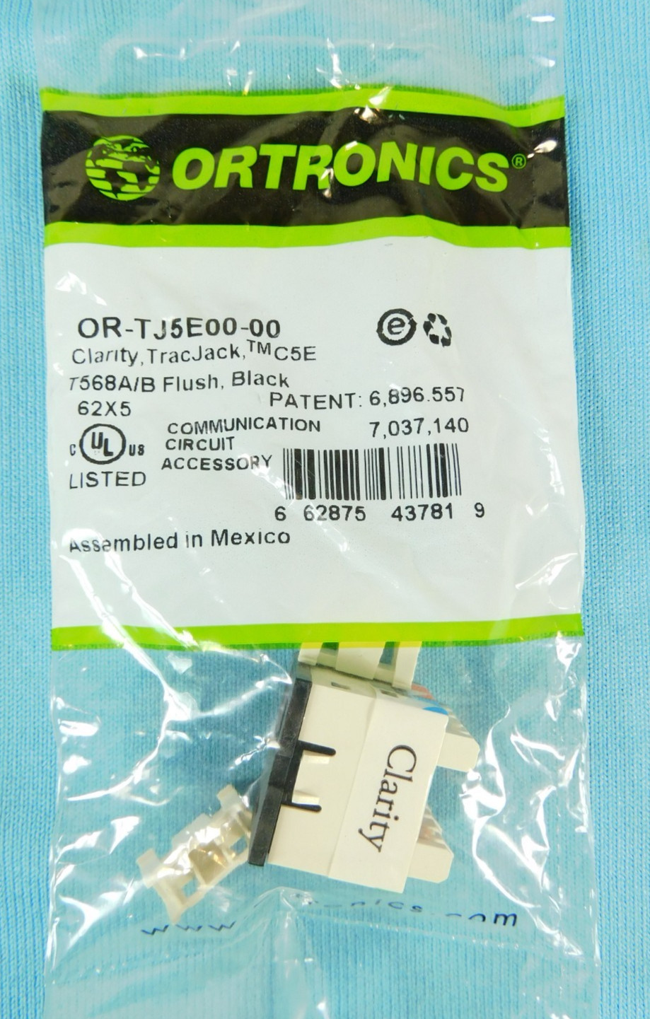 TJ5E00-00 Clarity TracJack Cat5e, T568A/B, Ortronics - Black