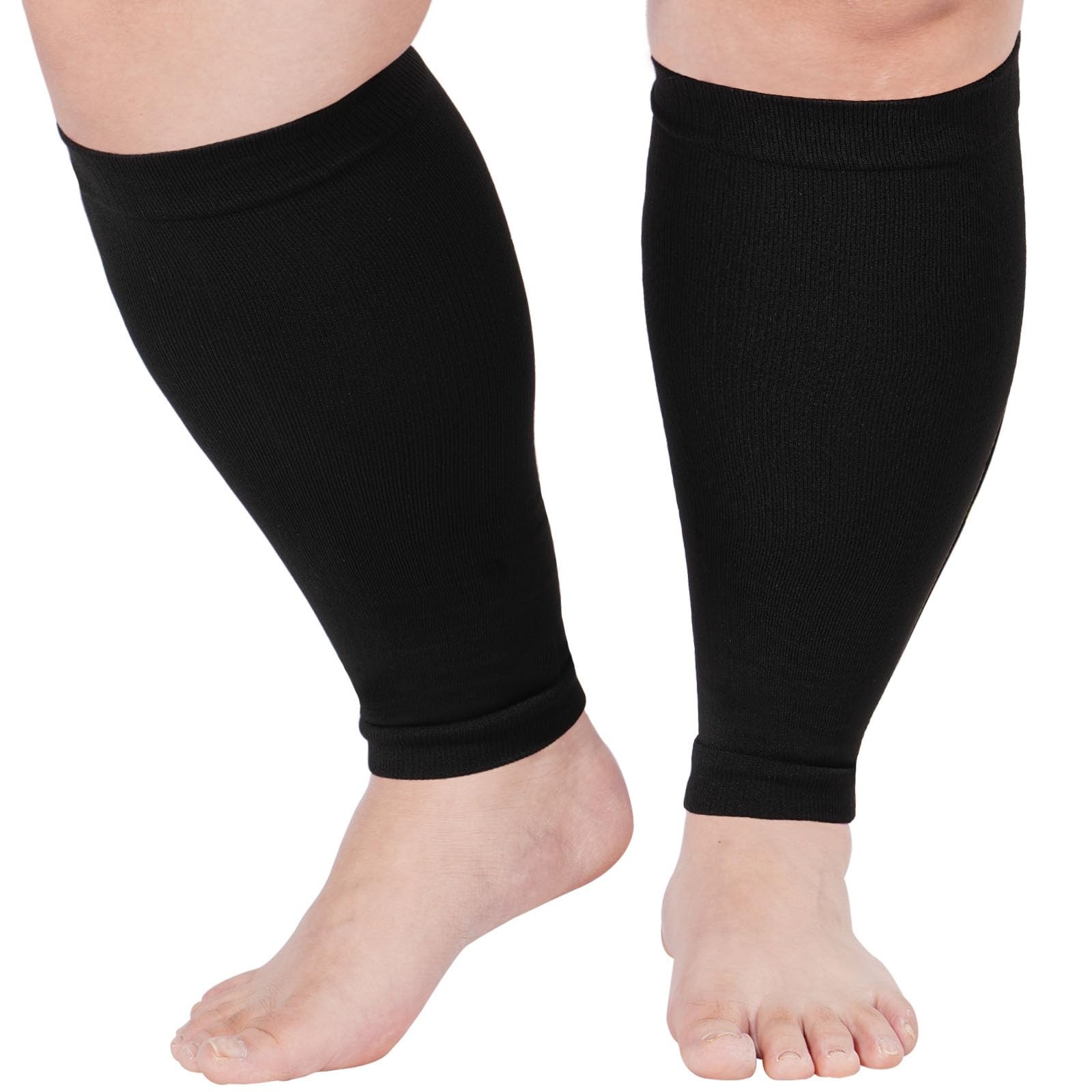 Plus Size Compression Leg Sleeves for Women& Men 15-20mmHg Wide Calf Knee Hig...