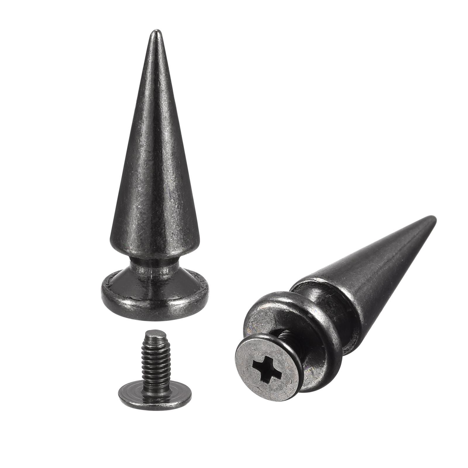10x26mm Screw Back Rivets, 30 Sets Solid Leather Studs for DIY Black