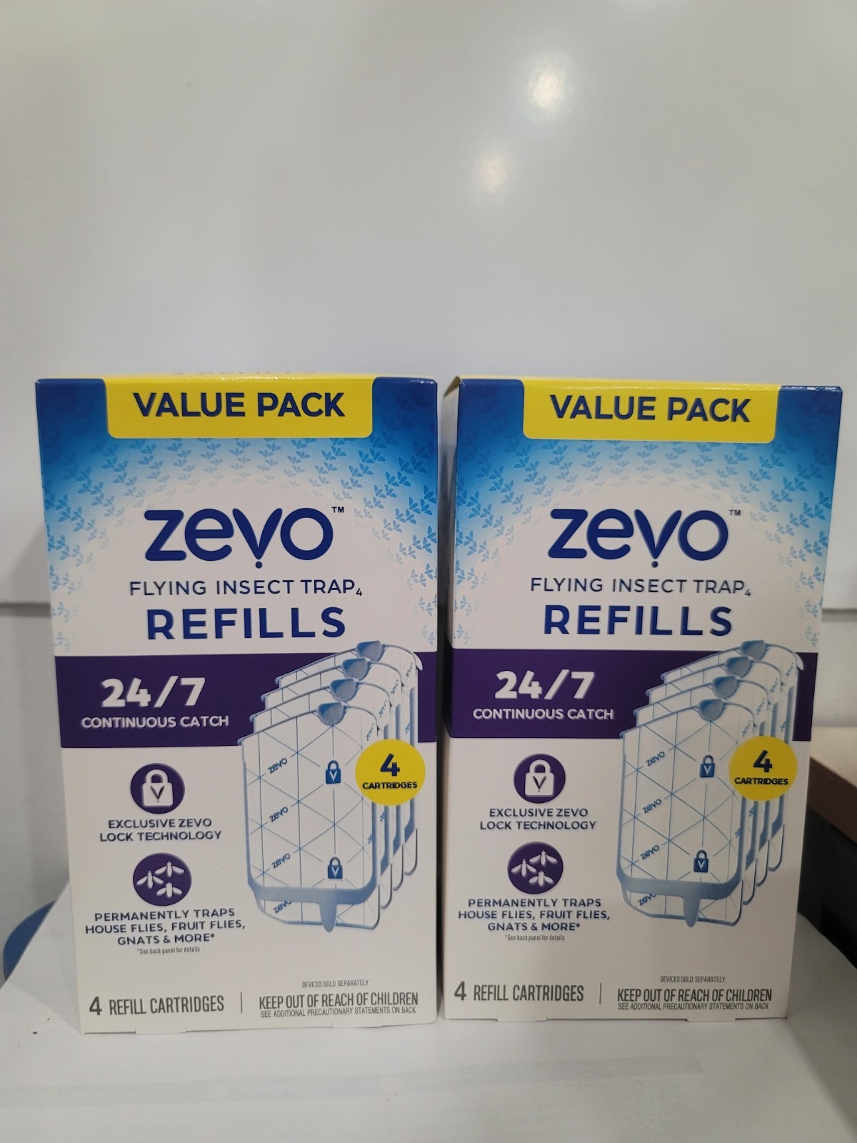2 ZEVO Flying Insect Trap Indoor Glue Refill Cartridges Value Pack - 4 Pack