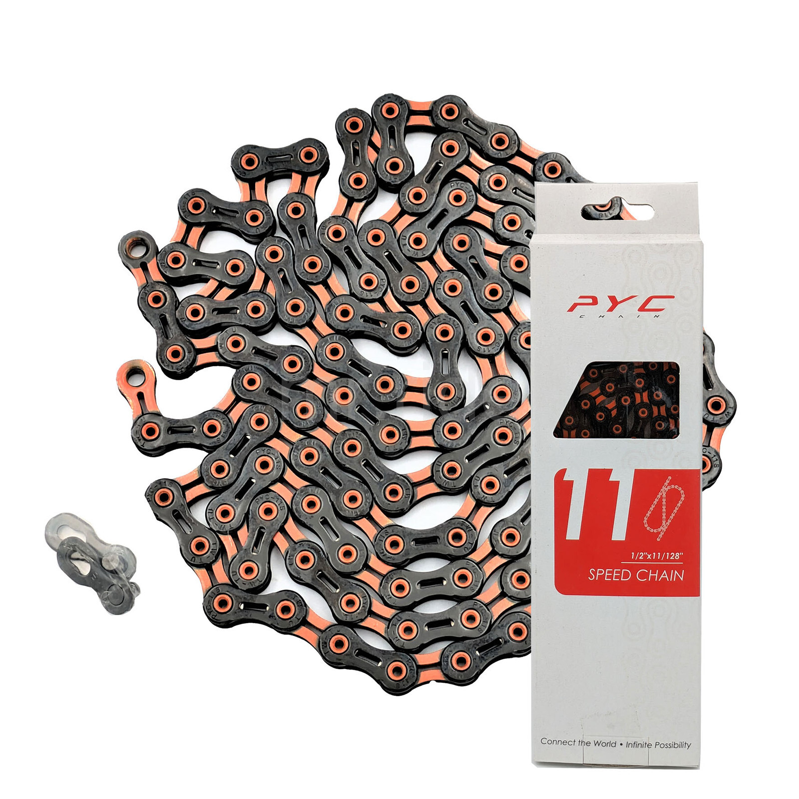 PYC DLC 11 Cycling Bike Chains for 11-Speed Shimano/Campy/Sram use Black+Orange
