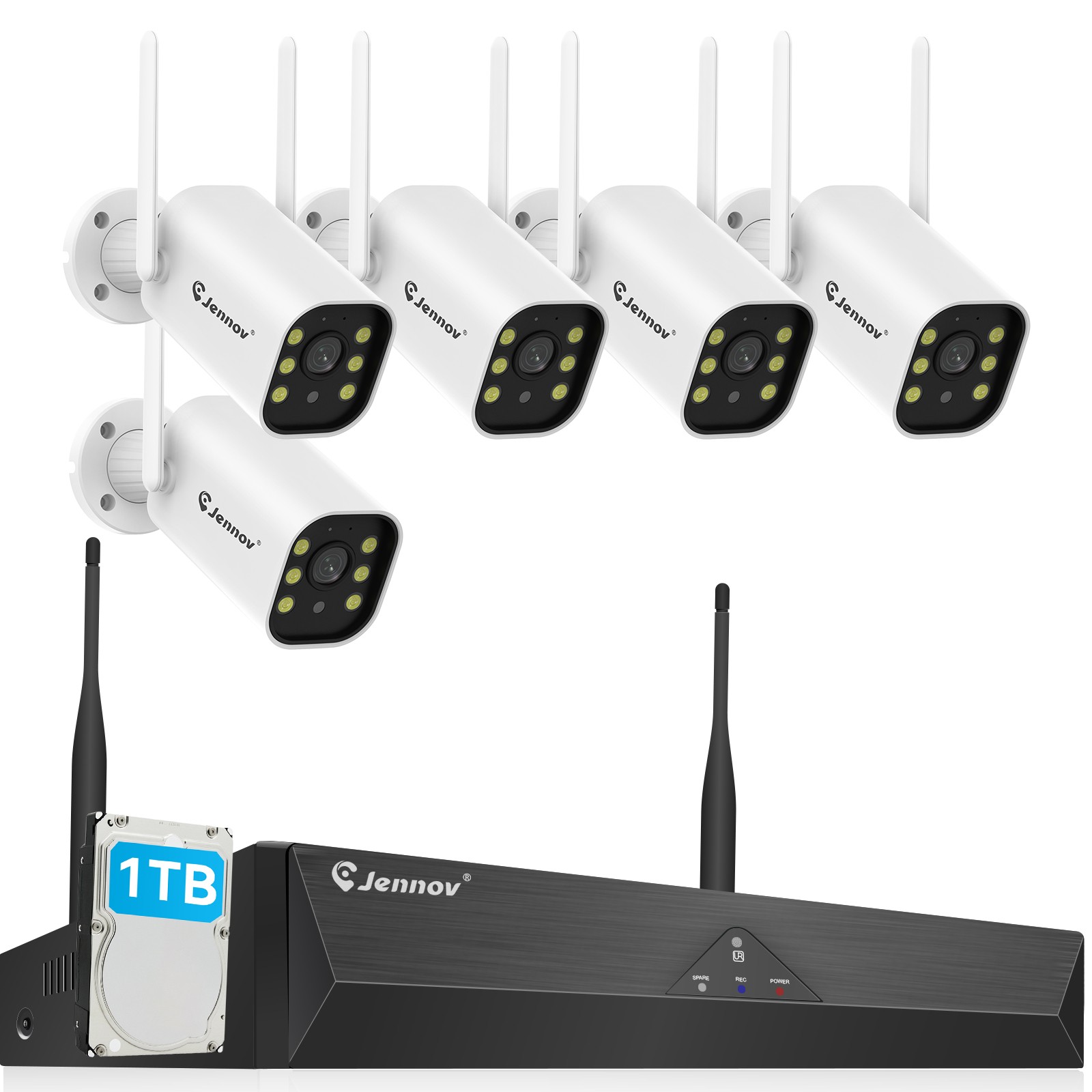 Outdoor 5MP Color Night Vision Security System 10CH NVR WiFi AI Motion Detection