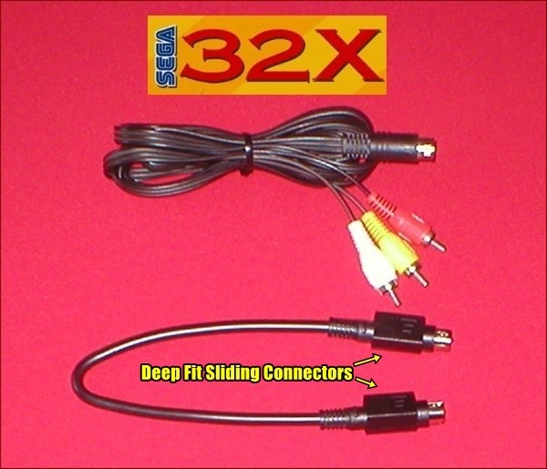 Sega 32X AV Cable & GOLD 8 PIN Link Connector for Sega Genesis 2 Console System