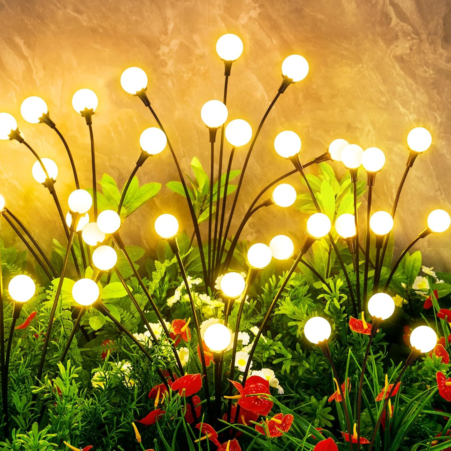 Solar Lights Outdoor Waterproof 4 Pack of 32 Leds Garden Patio Firefly Decoratio
