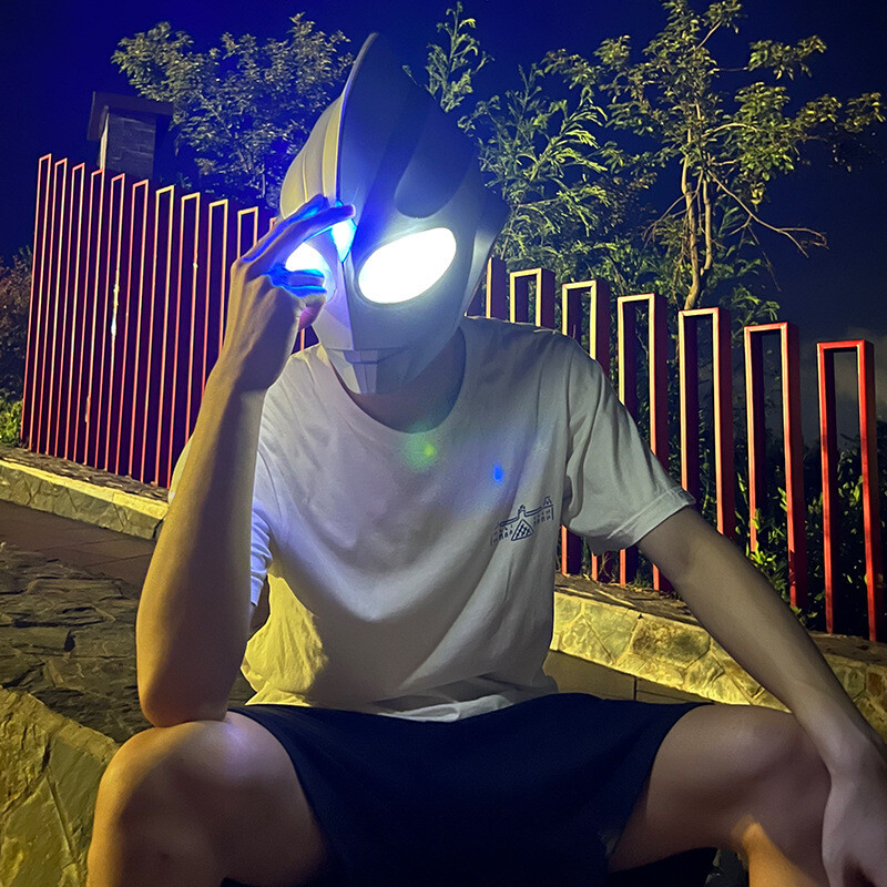Anime Tiga LED Masks Cosplay Full Face Mask Headgear Kids Adult Party Props Toy