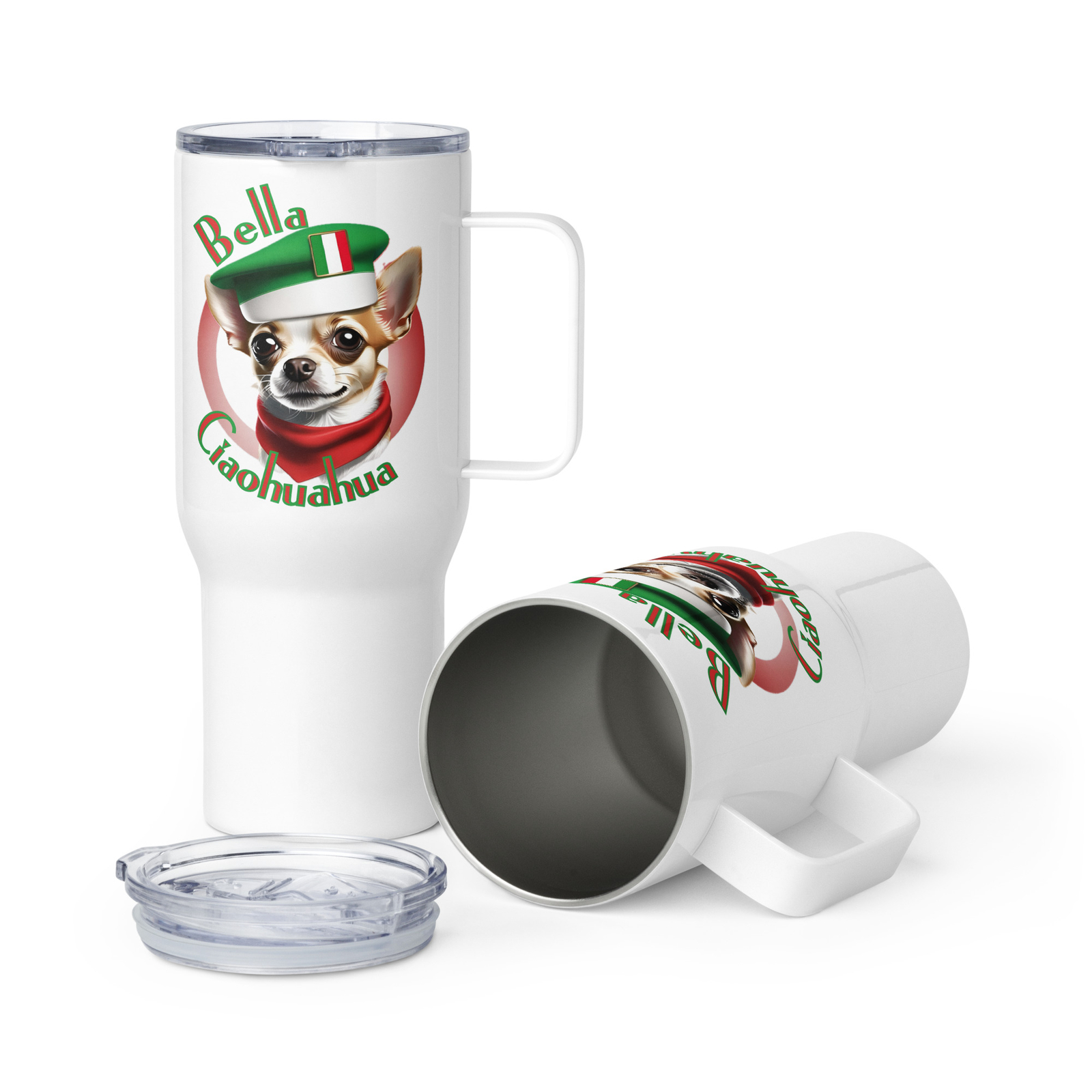 "Bella Ciaohuahua" Travel mug Chihuahua Italy Bella Ciao Cute Dog Pet Puppy