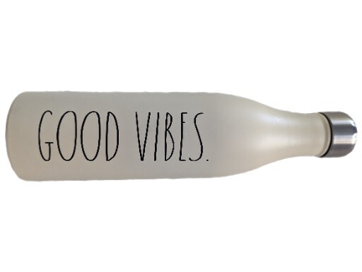 Rae Dunn Good Vibes Stainless Steel Insulated Travel Water Bottle 12" 25oz Ivory