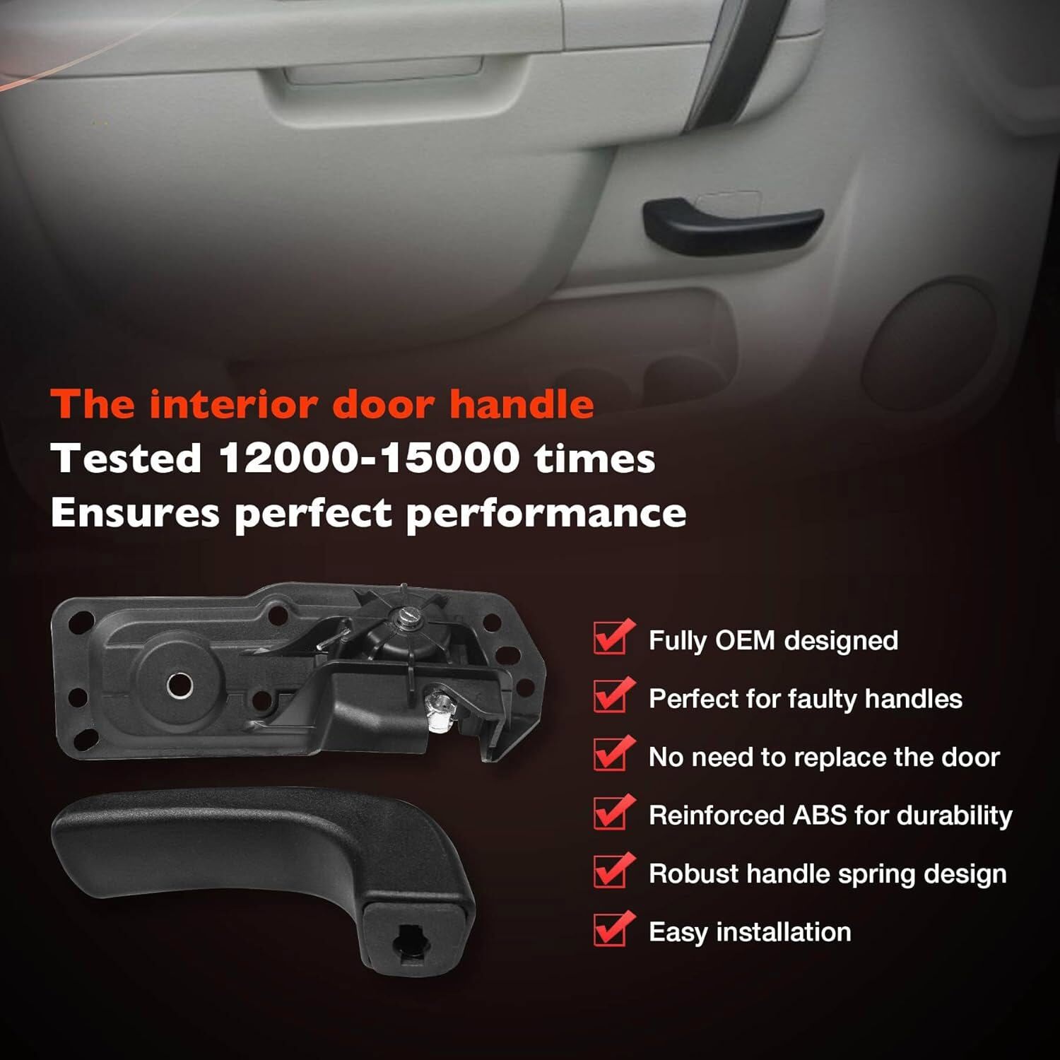 Interior Door Handle Kit Front Left Drivers Side for Chevy Silverado GMC Sierra
