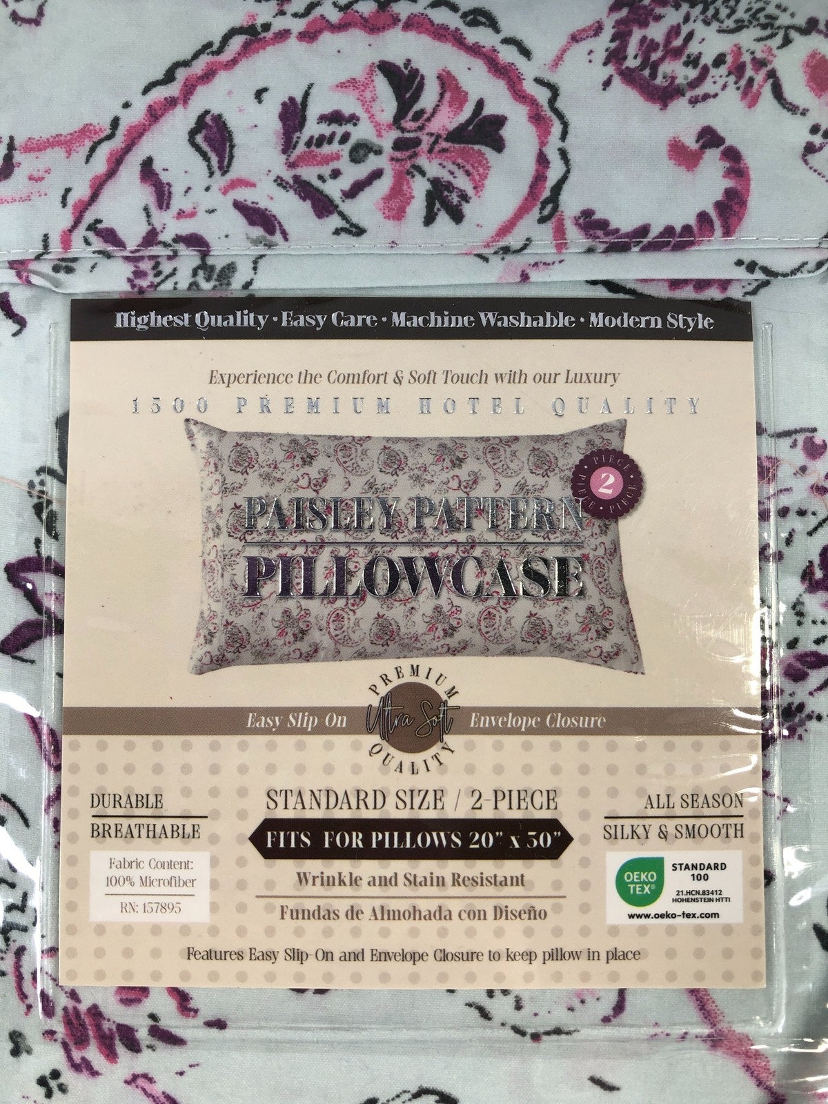 Paisley Pattern Pillowcases Standard Size 20"x30" Microfiber Silky Smooth