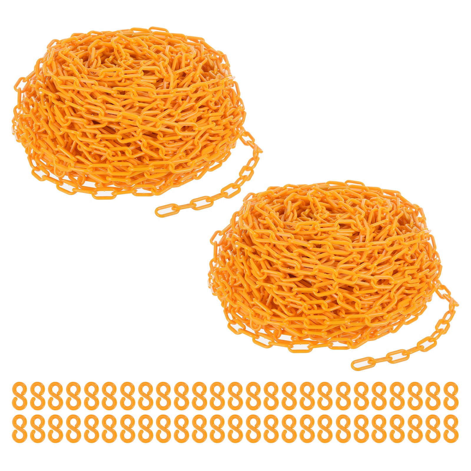 Plastic Chain Links, 400 Foot Safety Barrier Chain Yellow