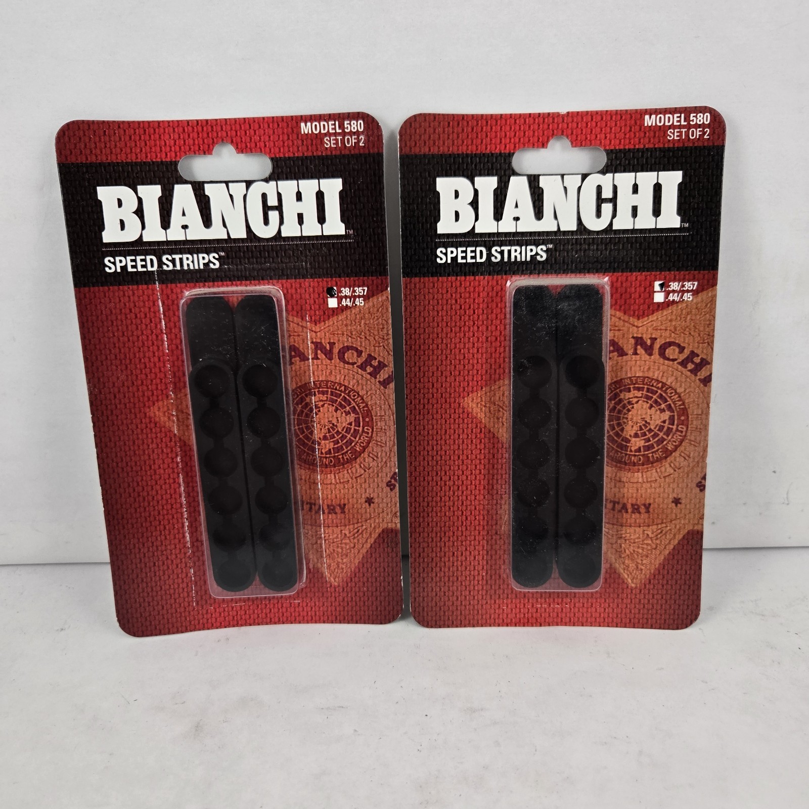 2 Bianchi Speed Strip 580, 38/357 Caliber 6 Rounds 2 Pack Black
