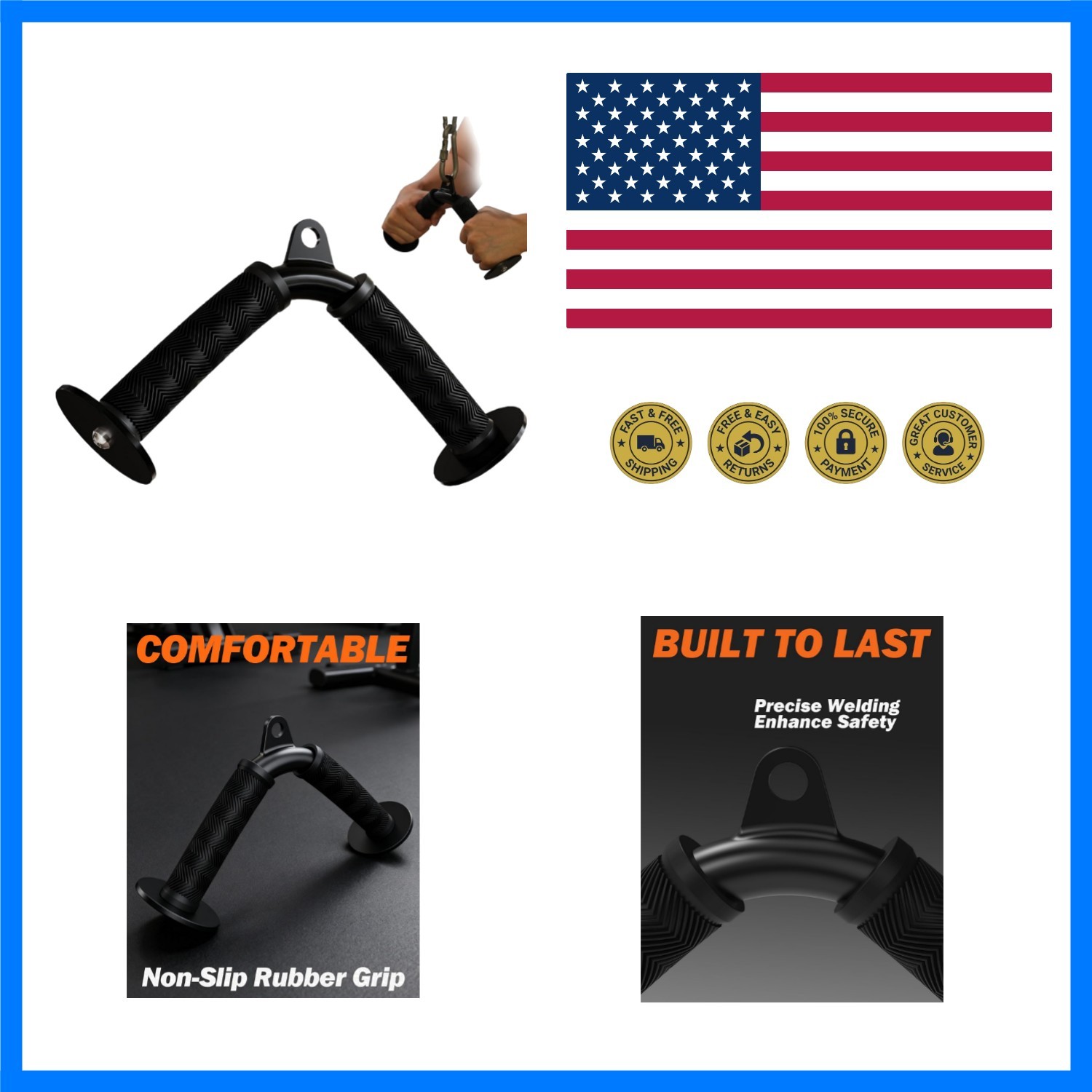 Tricep V Bar Cable Attachment, Tricep Pull Down Attachment for Home Gym Equip...
