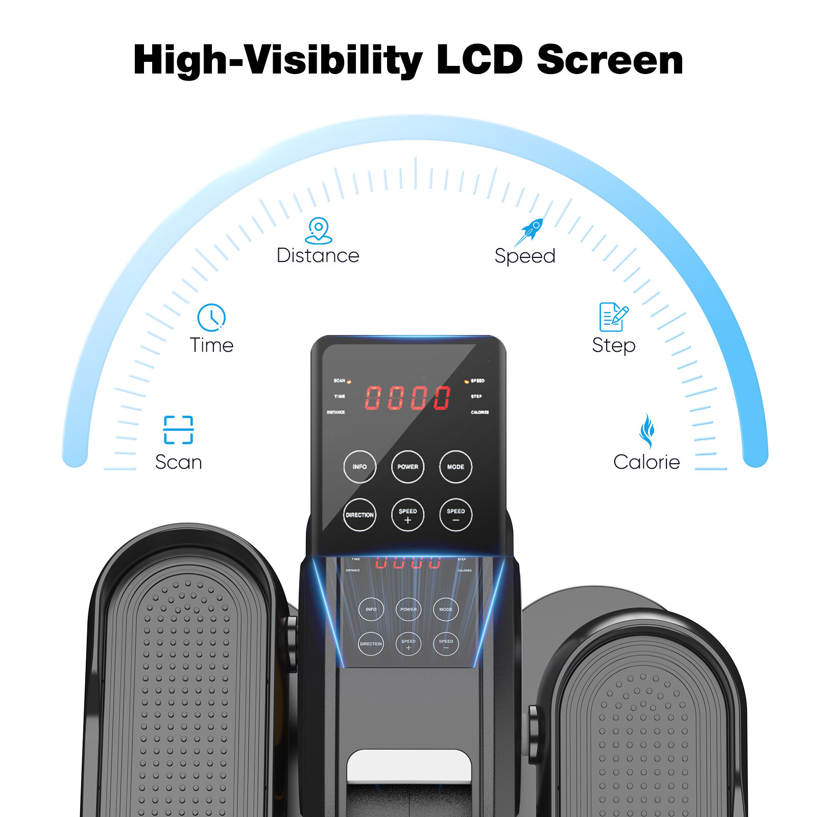 Compact Portable Under-Desk Elliptical Machine - Adjustable Speed, LED Display