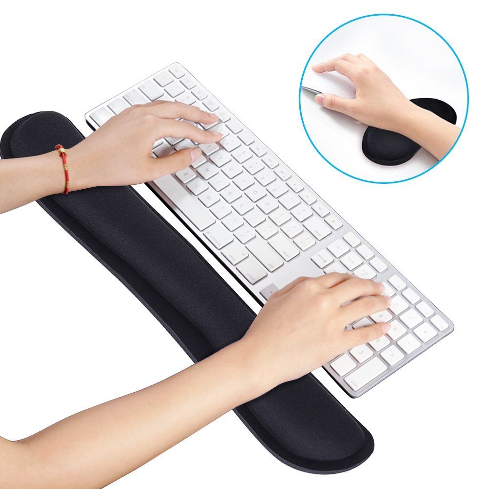 Keyboard Mouse Wrist Rest Set Memory Foam Gel Support Ergonomic Cushion