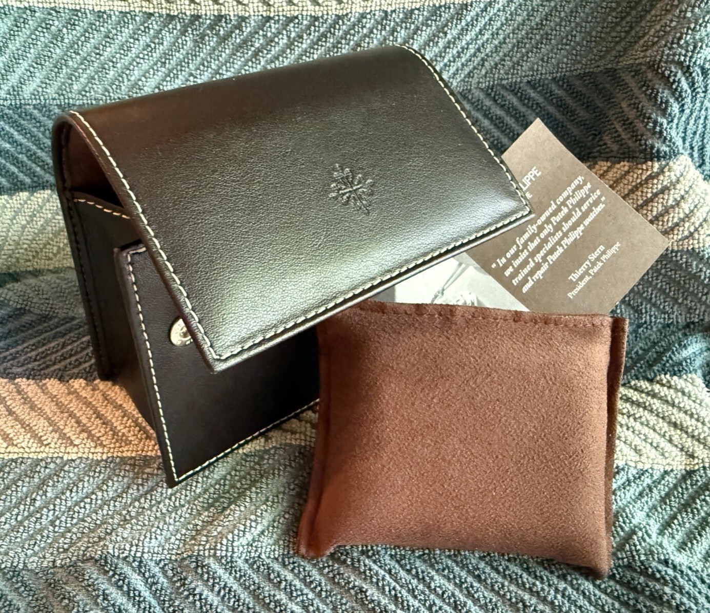 Genuine Patek Watch New Brown Leather Travel Pouch Case Nautilus Aquanaut