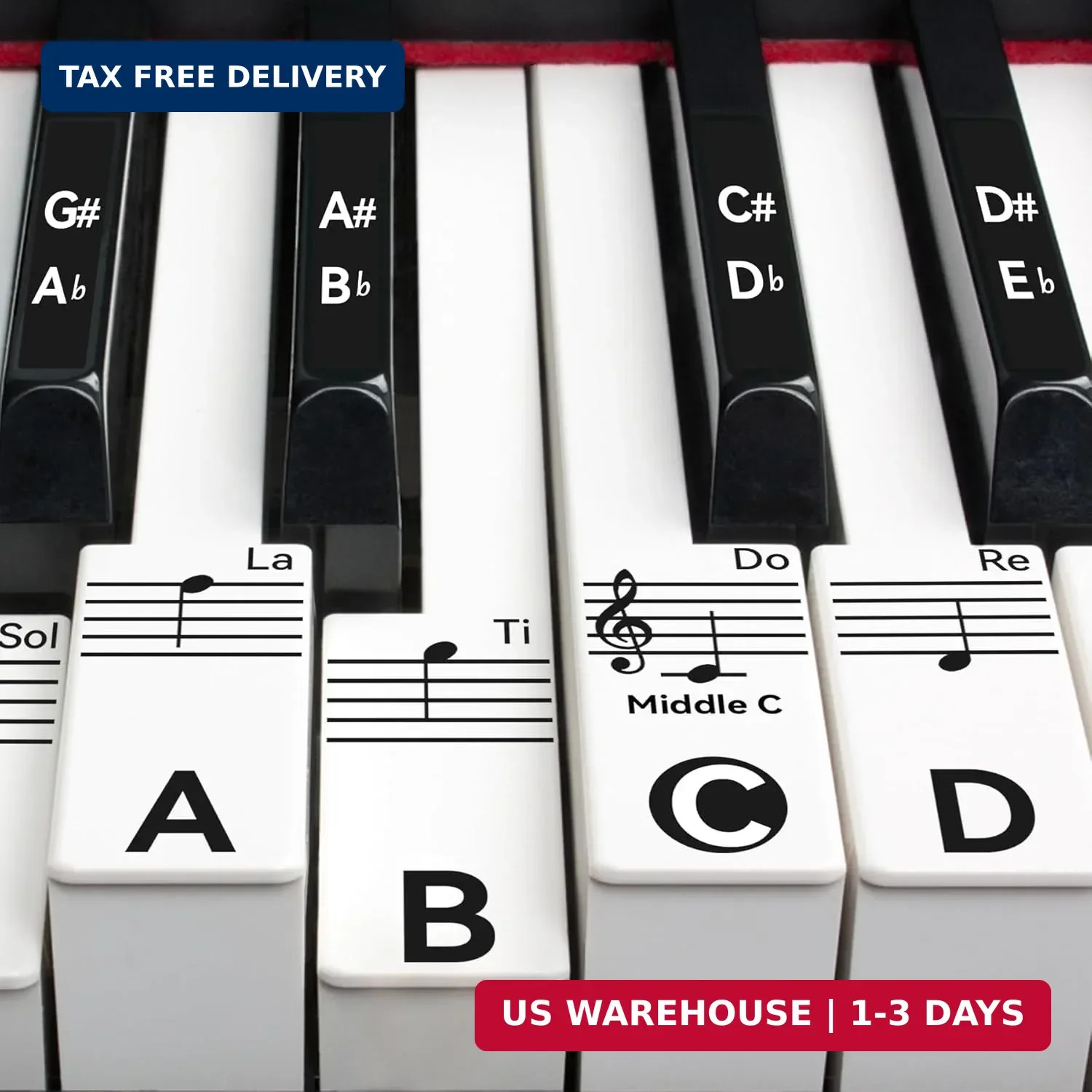 Piano Keyboard Stickers for 88/76/61/54/49 Keys, Transparent and Removable Piano