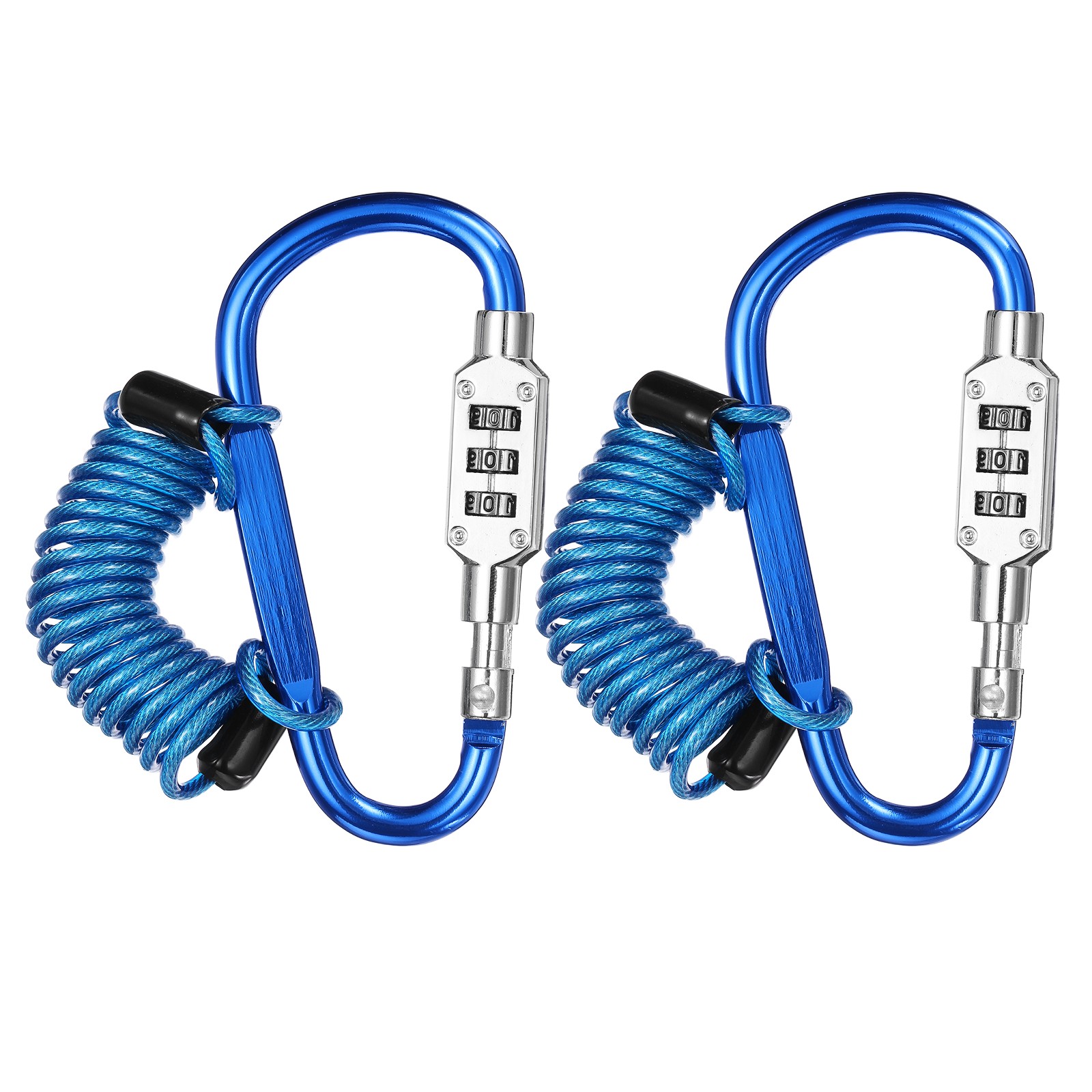 2 Set 3.3Ft Cable Lock Steel Safety Cable with 3.8" Combination Lock Blue