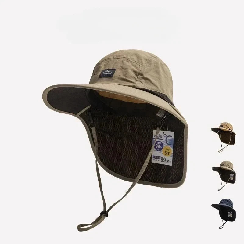 Unisex UV Protection Fishing Hat Quick Dry Wide Brim Sun Hat w/ Neck Flap