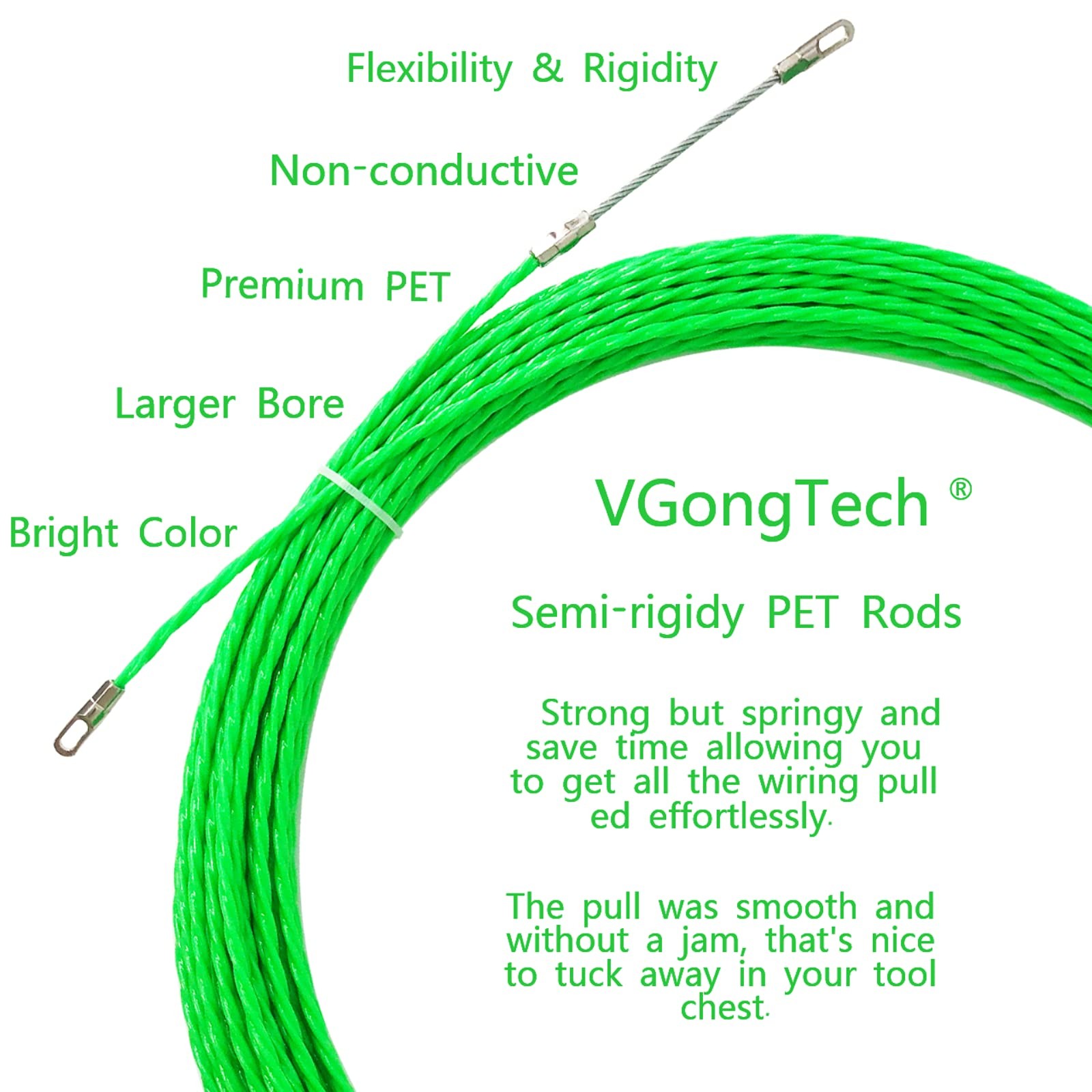 Fish Tape Cable Puller 10M 33ft PET Wire Guide Threader Electrical Conduit
