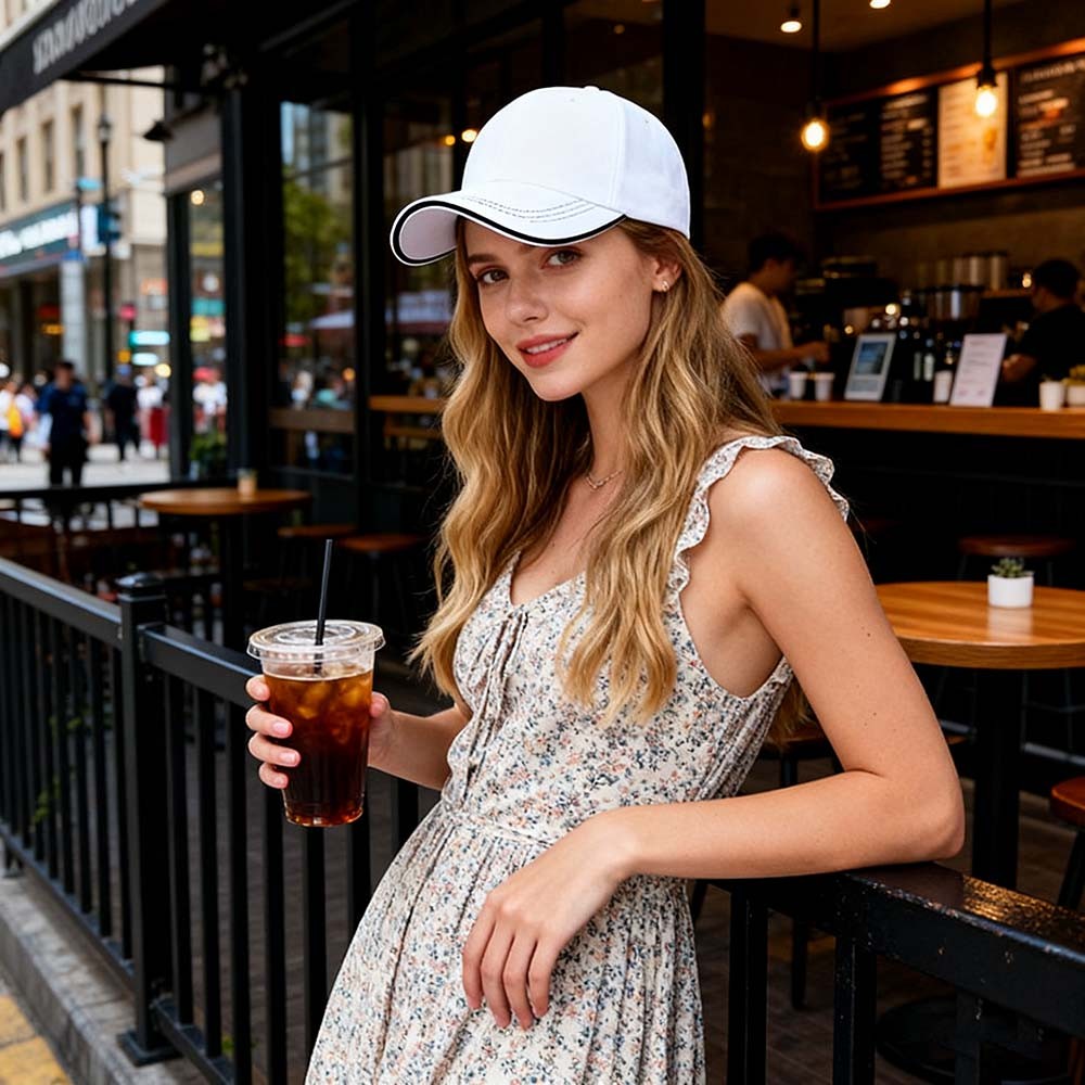 White Fashion Baseball Cap Ball Dad Hat Plain Solid Washed Men Women Adjustable