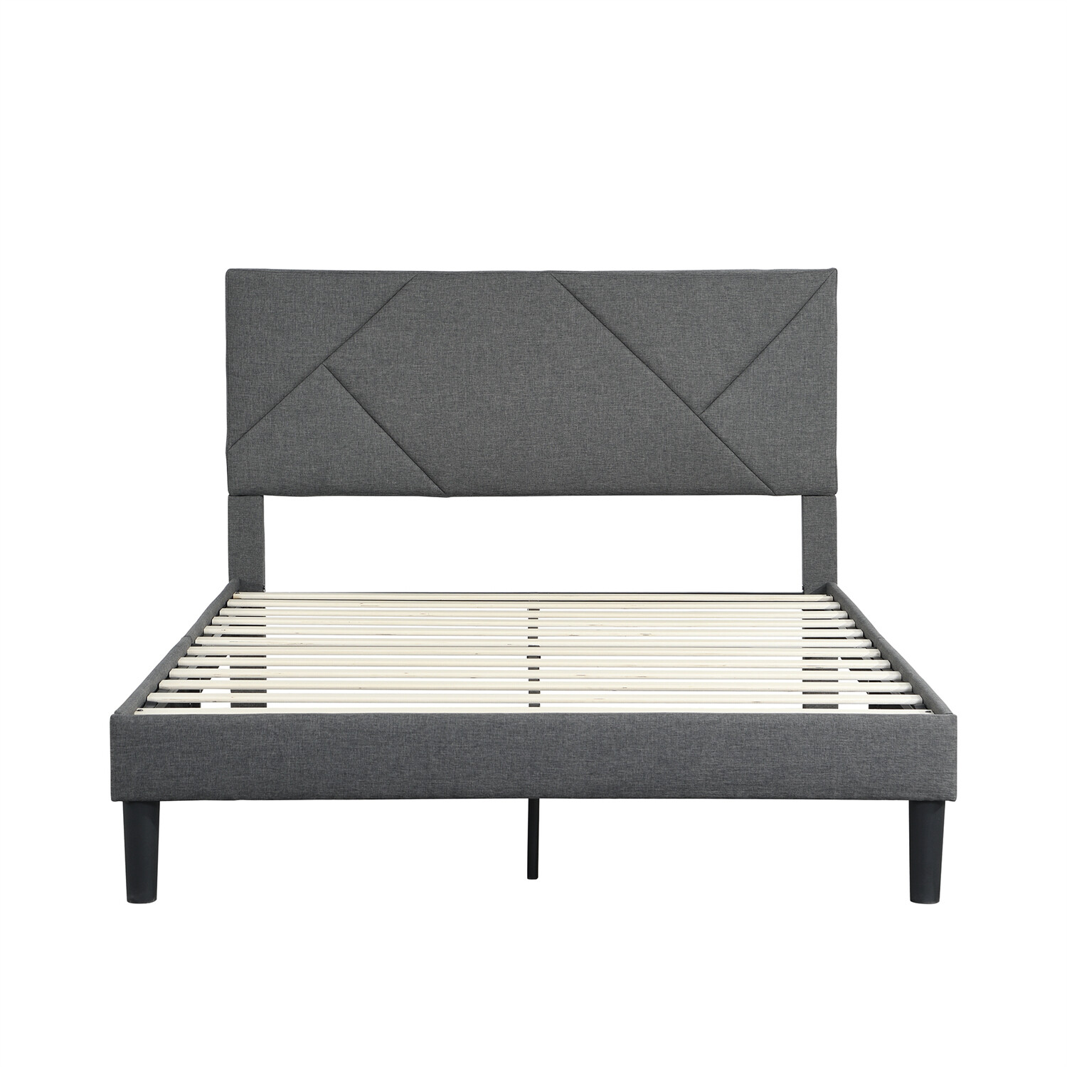 Queen Size Bed Frame Upholstered Platform Bed Frame w/ Upholstered Headboard US
