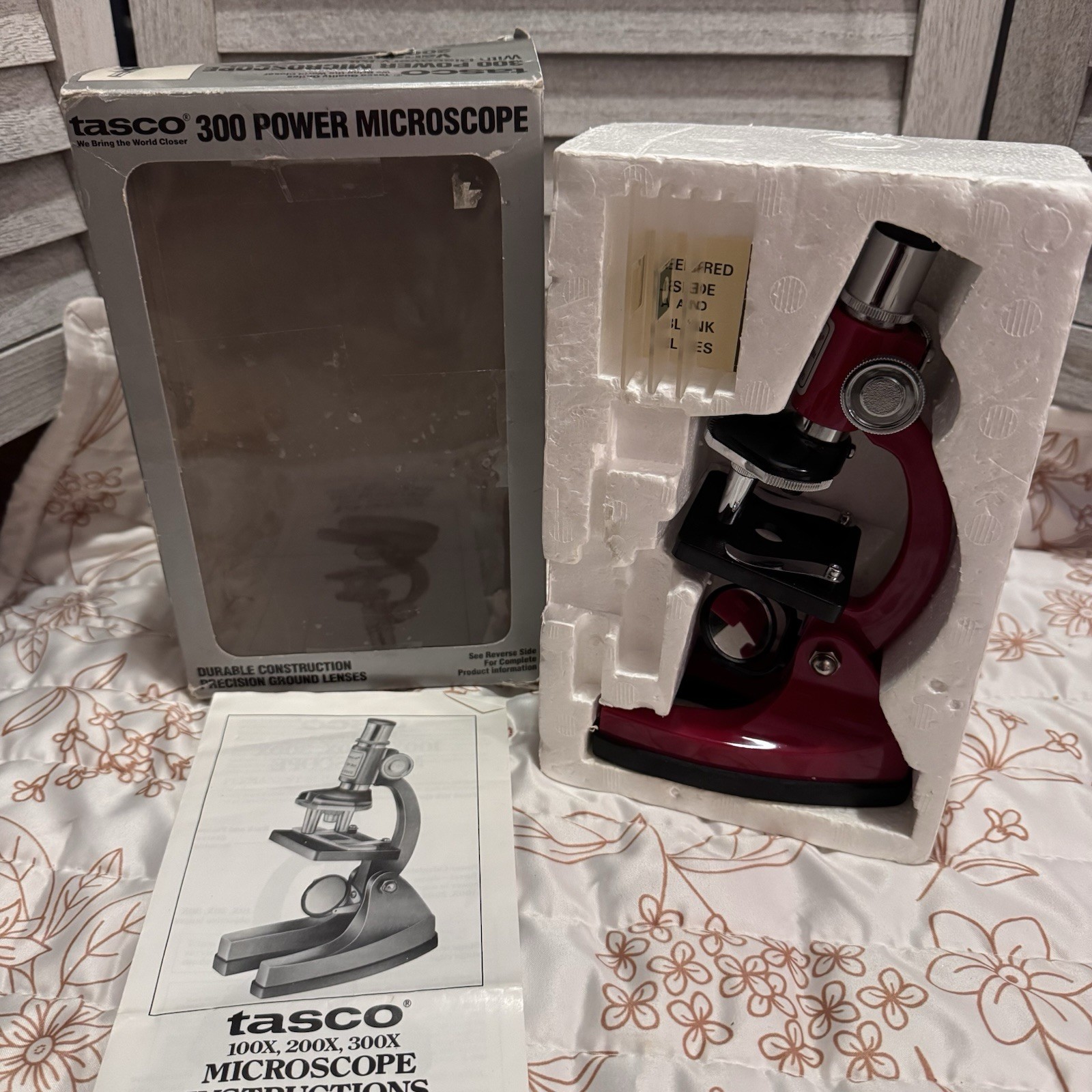 VINTAGE 1980s Tasco 300 Power Microscope w/ Original Box
