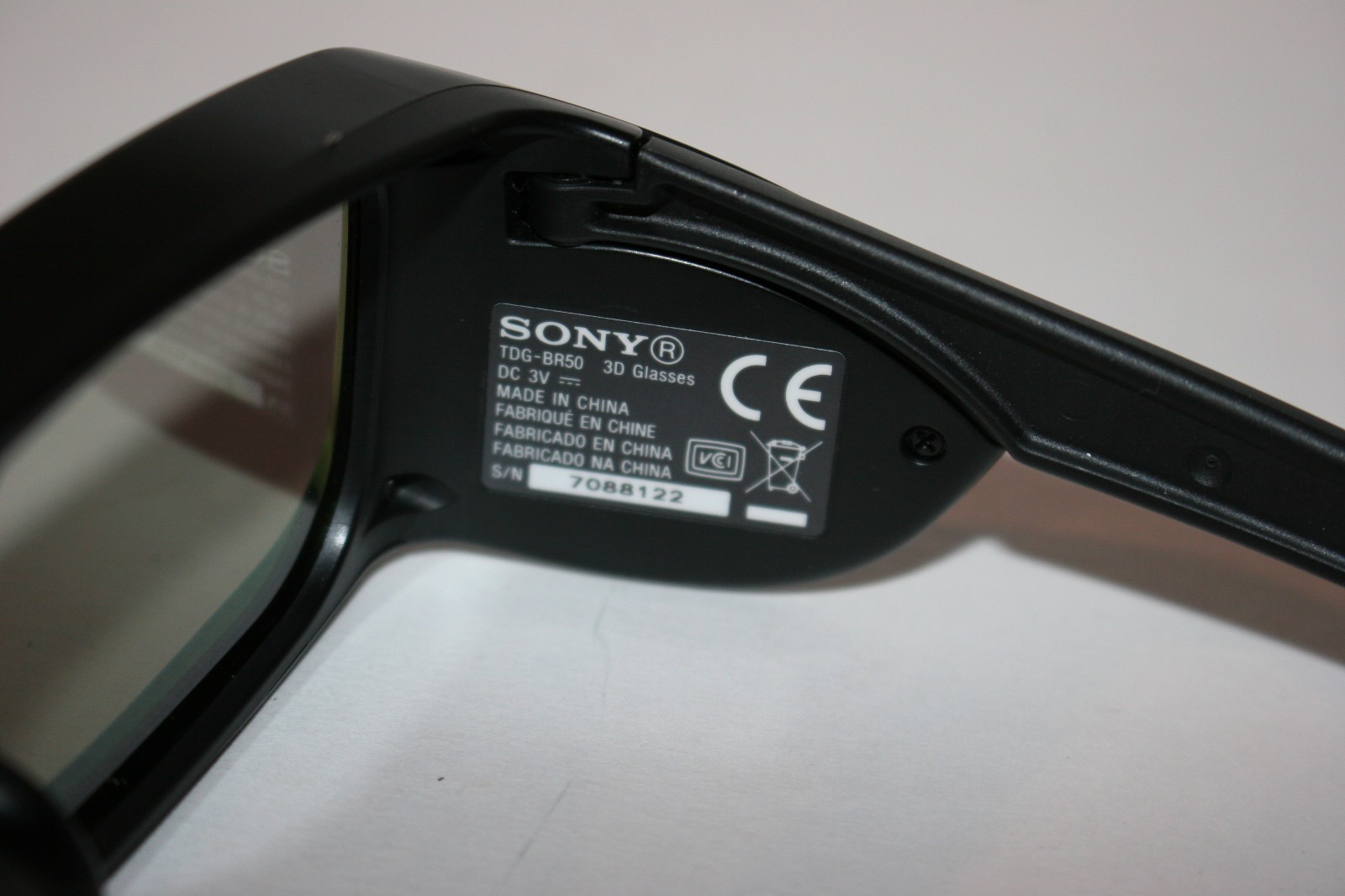 Sony TDG-BR50 3D Glasses Black Frames