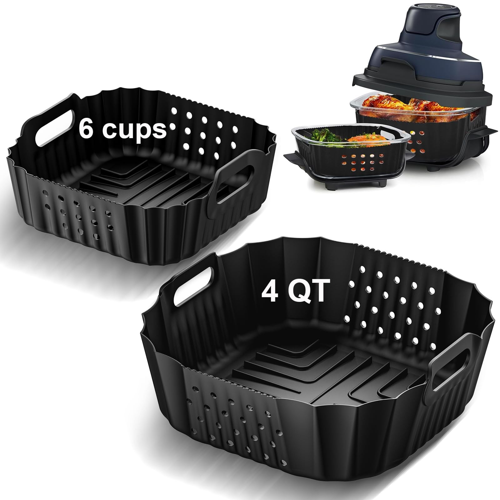 Air Fryer Silicone Liners for Ninja Crispi FN101GY/FN101SG/FN101ST, Big Liner...