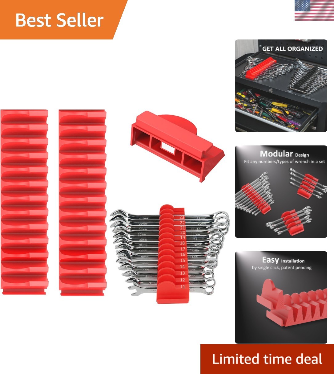 24pcs Magnetic Modular Wrench Organizers: Ultimate Tool Drawer Solution