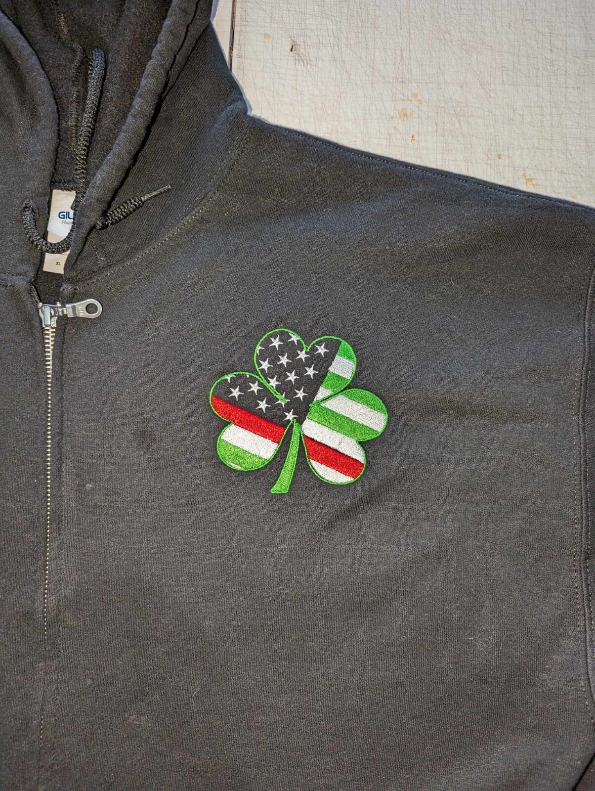Embroidered Zip-up Hoodie with Shamrock Police, Fire,Ems, Public  Safety