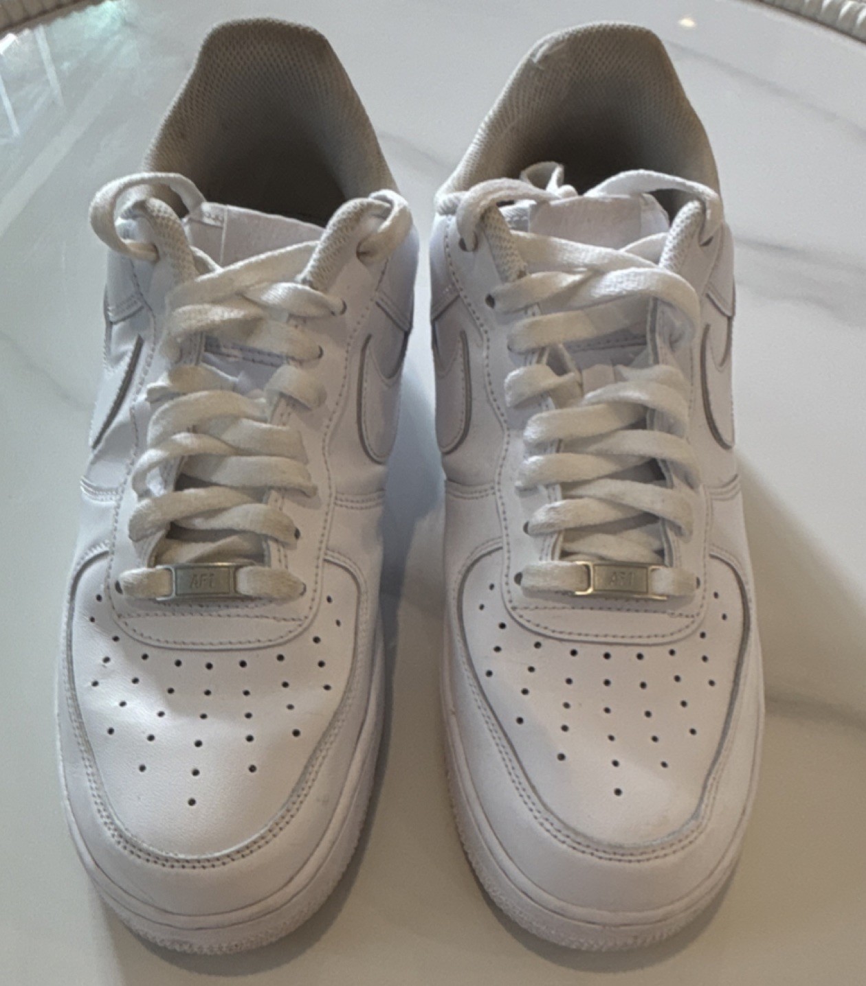 Nike Air Force 1 Low White Leather Lace Up Rubber Sole Men's Sneaker